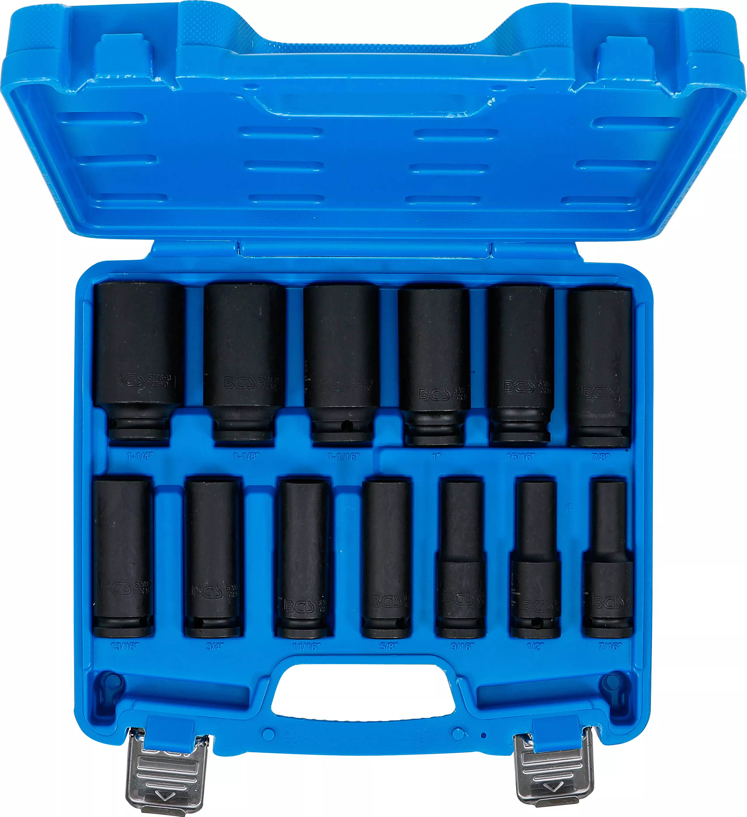 Set chei tubulare de impact cu protectie 6 colturi, adanc | 12,5 mm (1/2") | Marimi in toli | 13 piese [4]