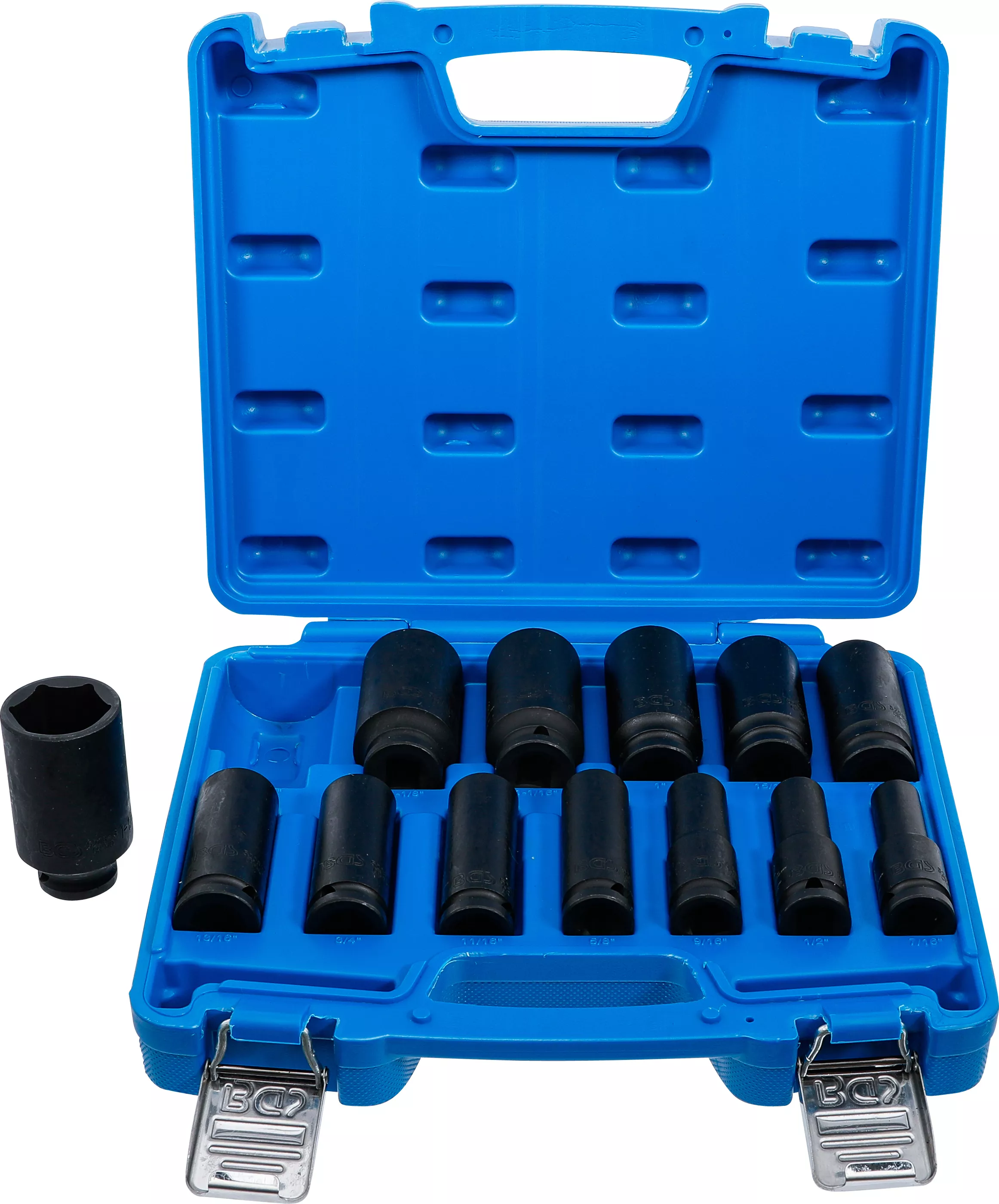 Set chei tubulare de impact cu protectie 6 colturi, adanc | 12,5 mm (1/2") | Marimi in toli | 13 piese [1]