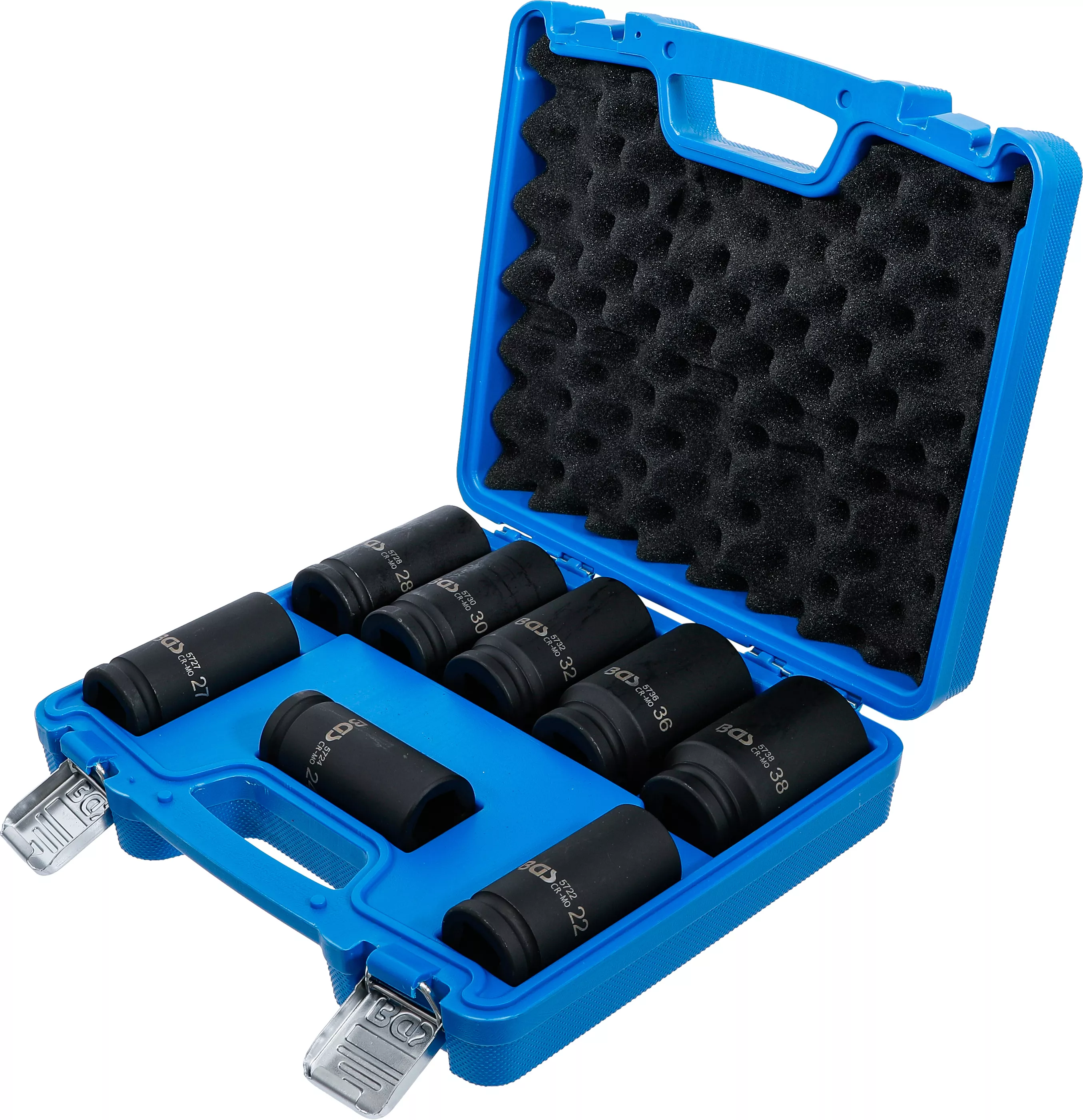 Set chei tubulare de impact cu protectie, extra lungi | 20 mm (3/4") | 22 - 38 mm | 8 piese [3]