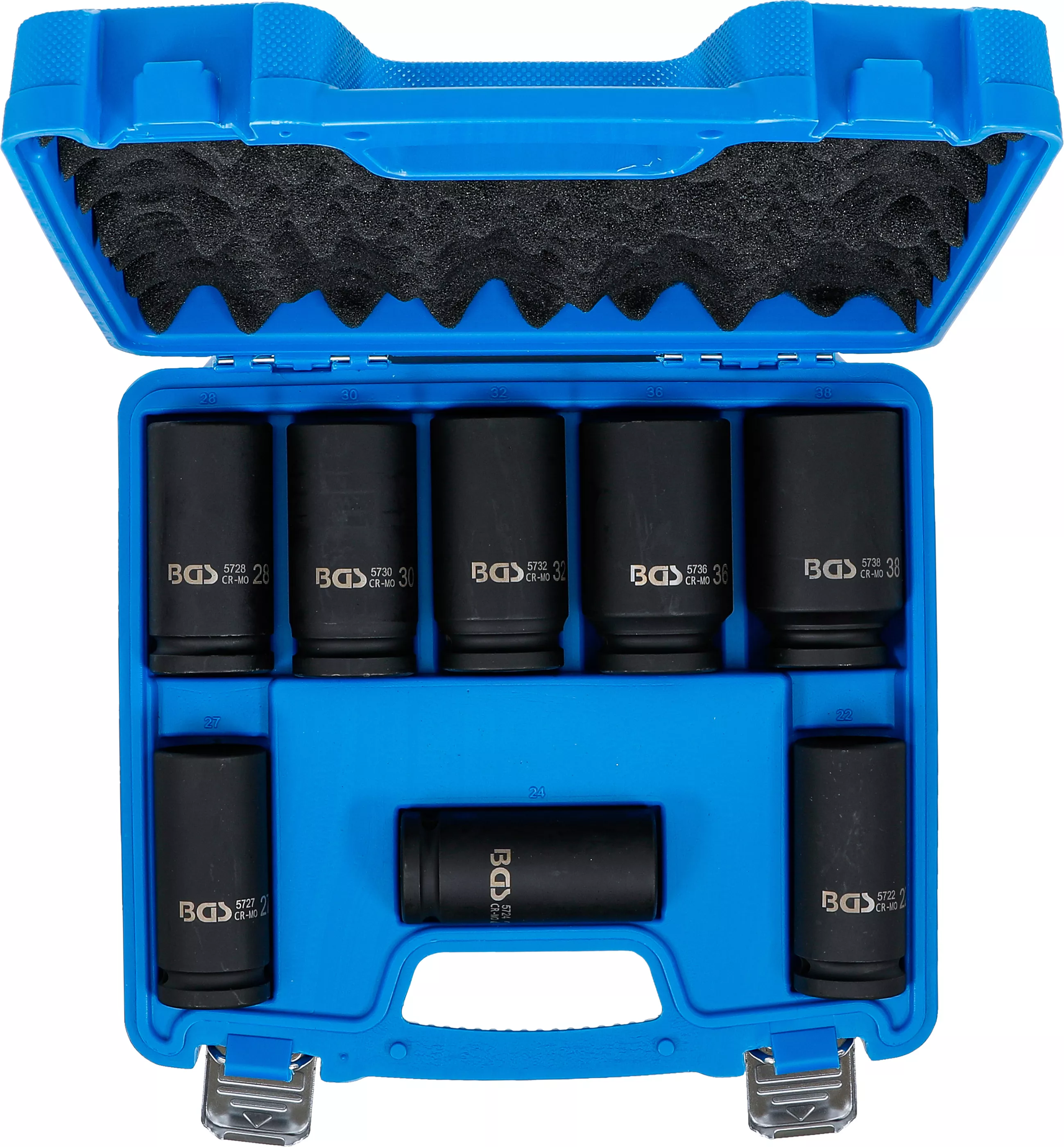 Set chei tubulare de impact cu protectie, extra lungi | 20 mm (3/4") | 22 - 38 mm | 8 piese [4]