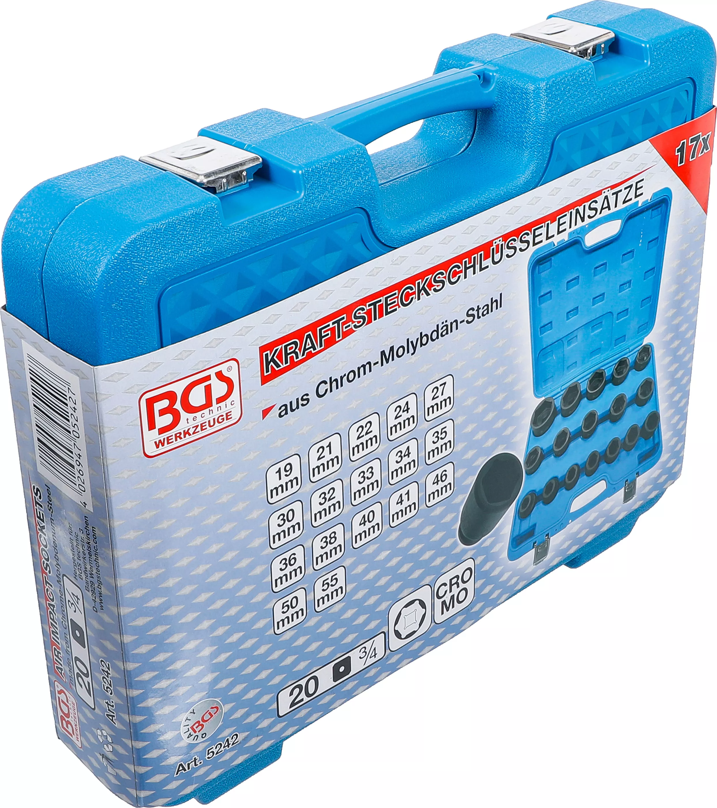 Set chei tubulare de impact | 20 mm (3/4") | 19 - 55 mm | 17 piese [7]