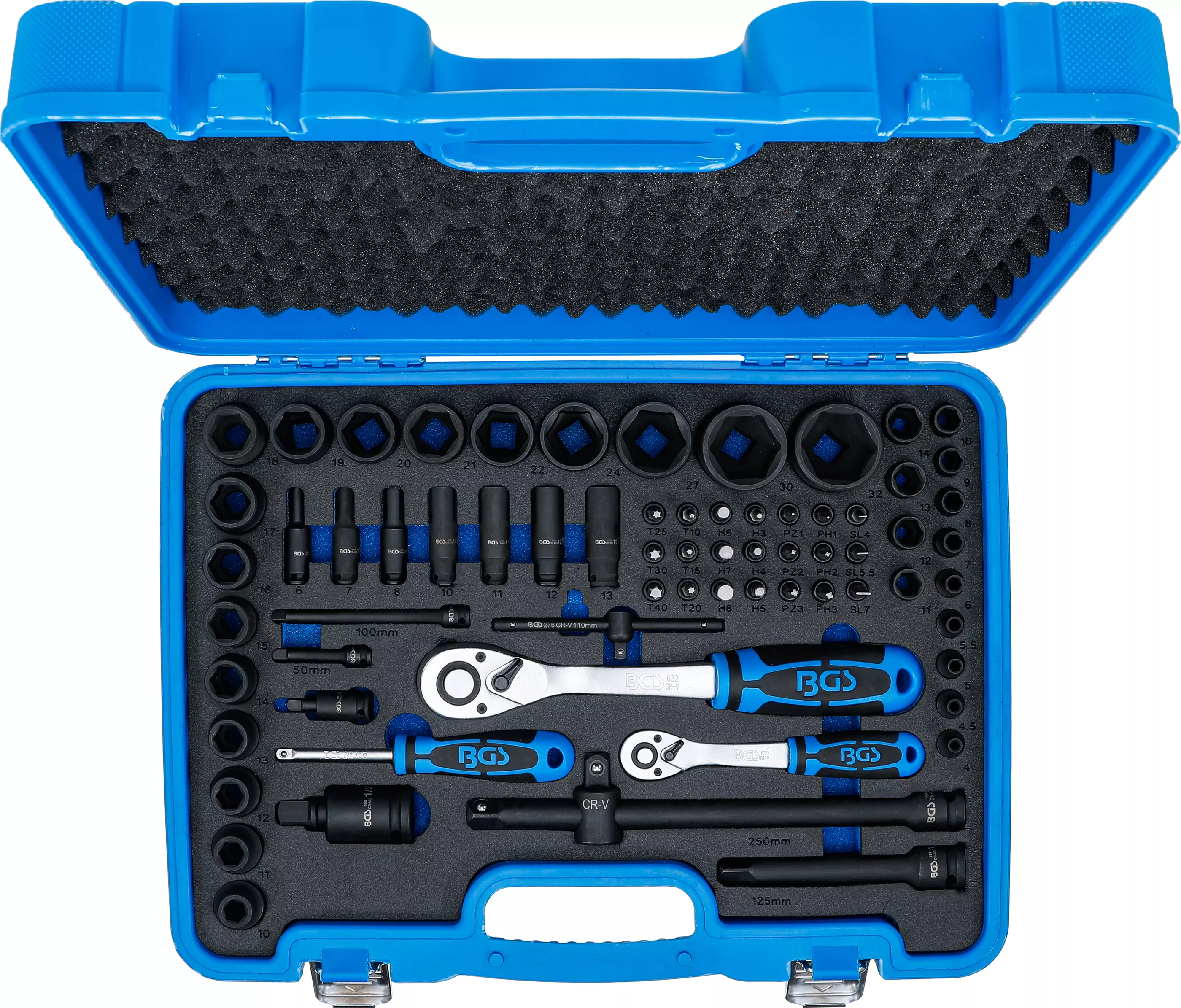 Set chei tubulare de impact hexagonale | 6,3 mm (1/4") + 12,5 mm (1/2") | 69 piese [4]