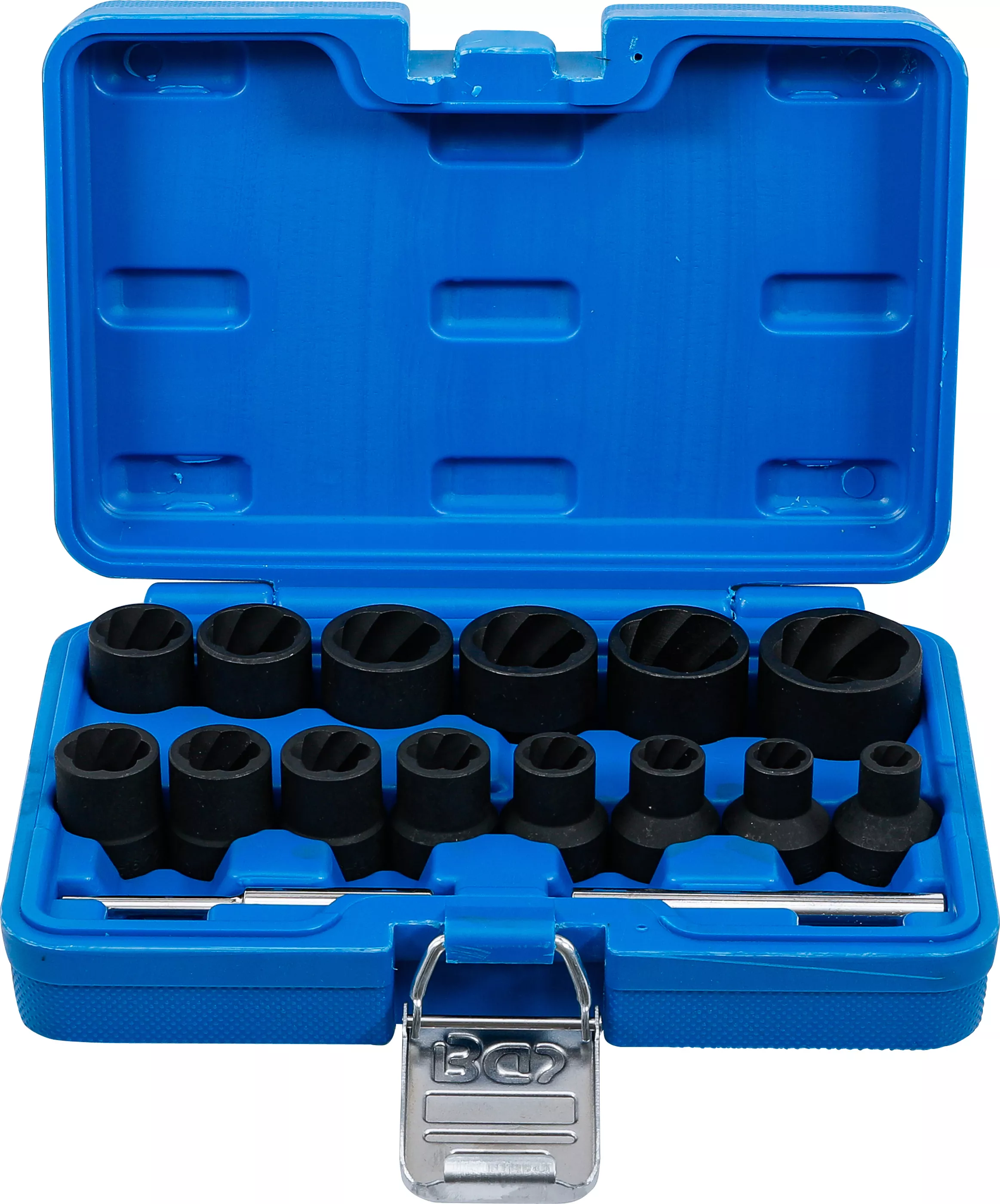 Set capete chei tubulare profil spiral / Extractoare de suruburi | 12,5 mm (1/2") | 8 - 27 mm | 16 piese [1]