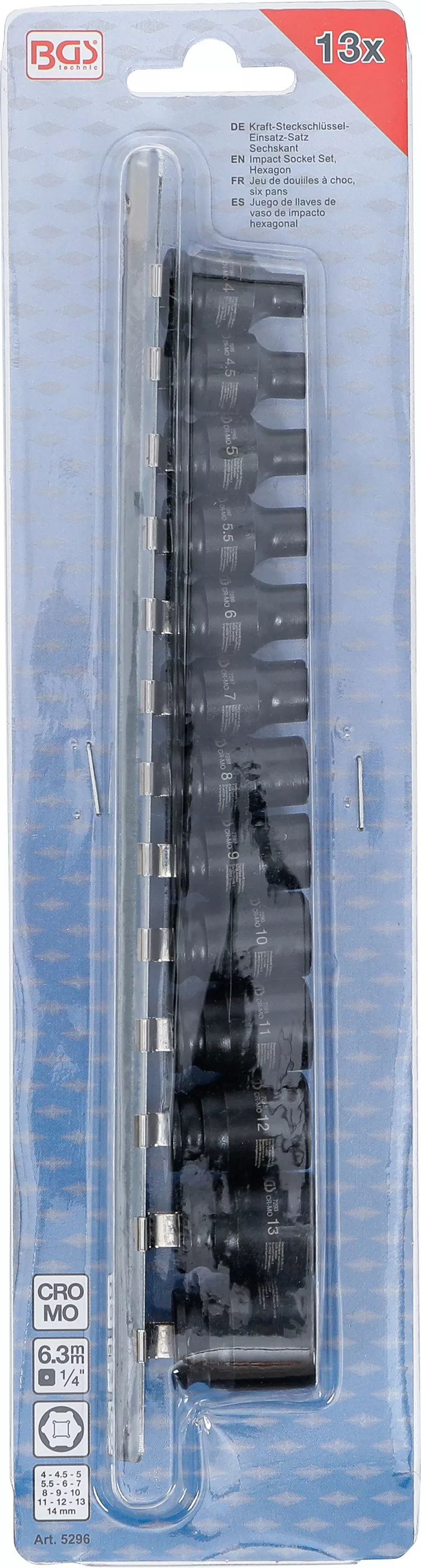 Set chei tubulare de impact 6 colturi | 6,3 mm (1/4") | 4 - 14 mm | 13 piese [4]