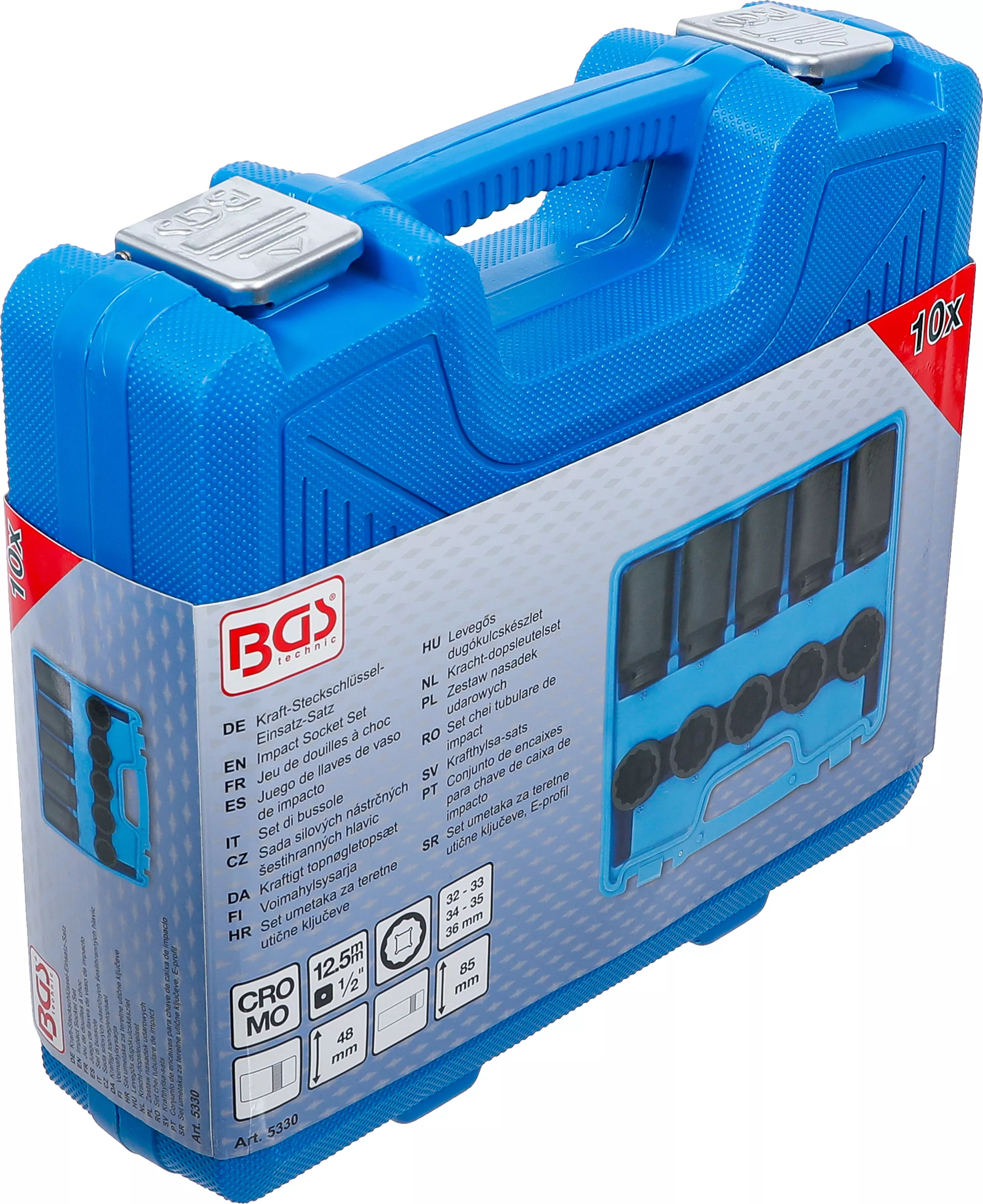 Set chei tubulare de impact | 12 colturi | Antrenare patrat interior 12,5 mm (1/2") | 32 - 36 mm | 10 piese [6]