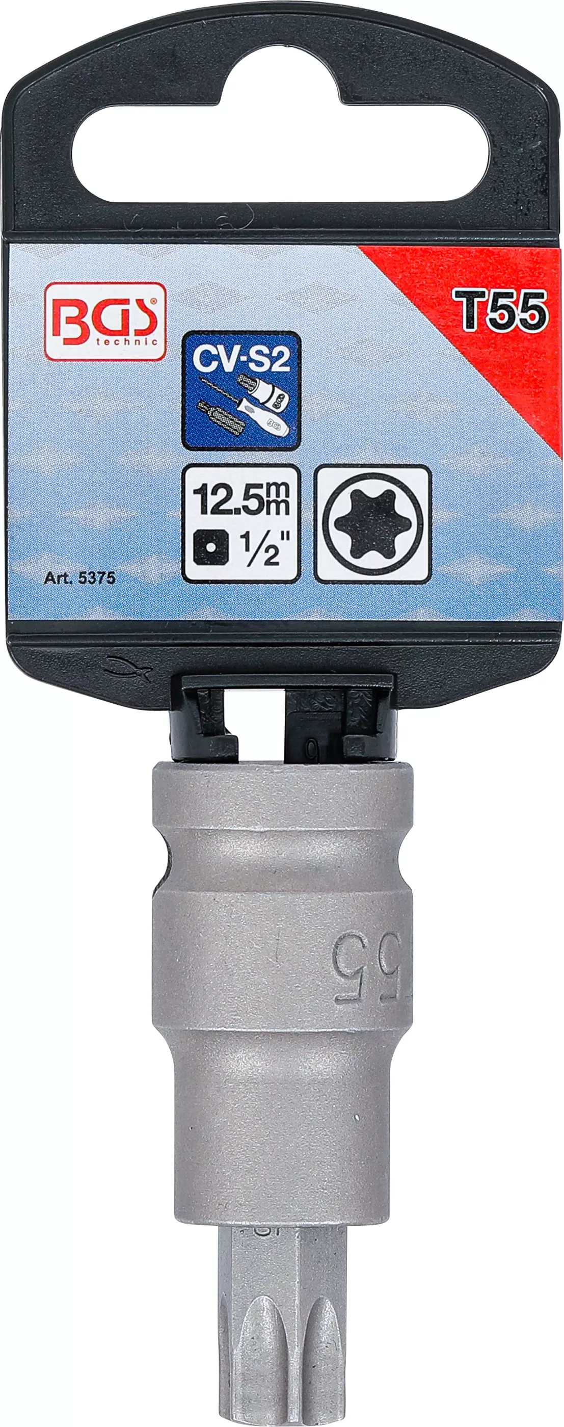 Cap bit de impact | Lungime 55 mm | 12,5 mm (1/2") | Profil T (pentru Torx) T55 [3]