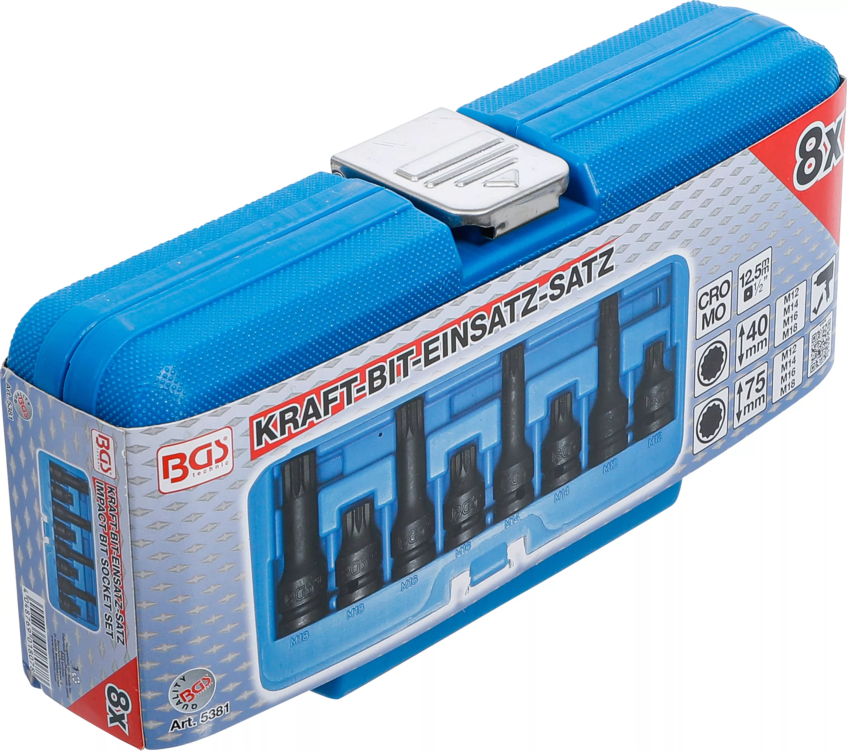 Set capete biti de impact | 12,5 mm (1/2") | Dantura interioara multipla (pentru XZN) M12 - M18 | 8 piese [6]