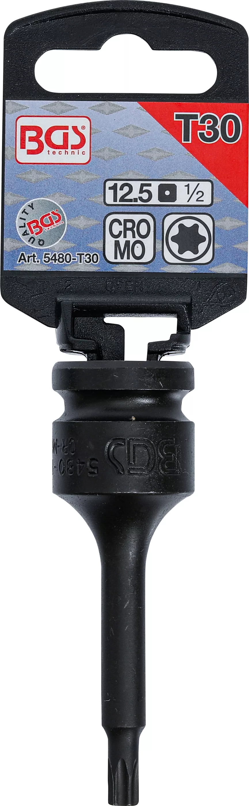 Cap bit de impact | Lungime 75 mm | 12,5 mm (1/2") | Profil T (pentru Torx) T30 [2]