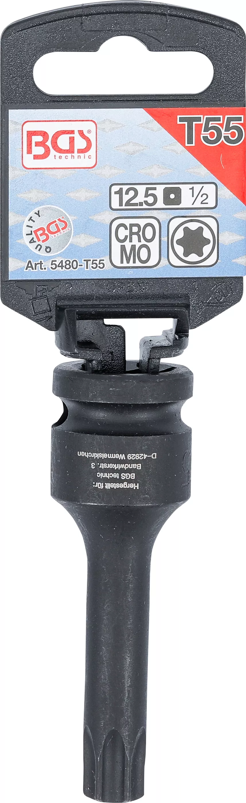 Cap bit de impact | Lungime 75 mm | 12,5 mm (1/2") | Profil T (pentru Torx) T55 [2]