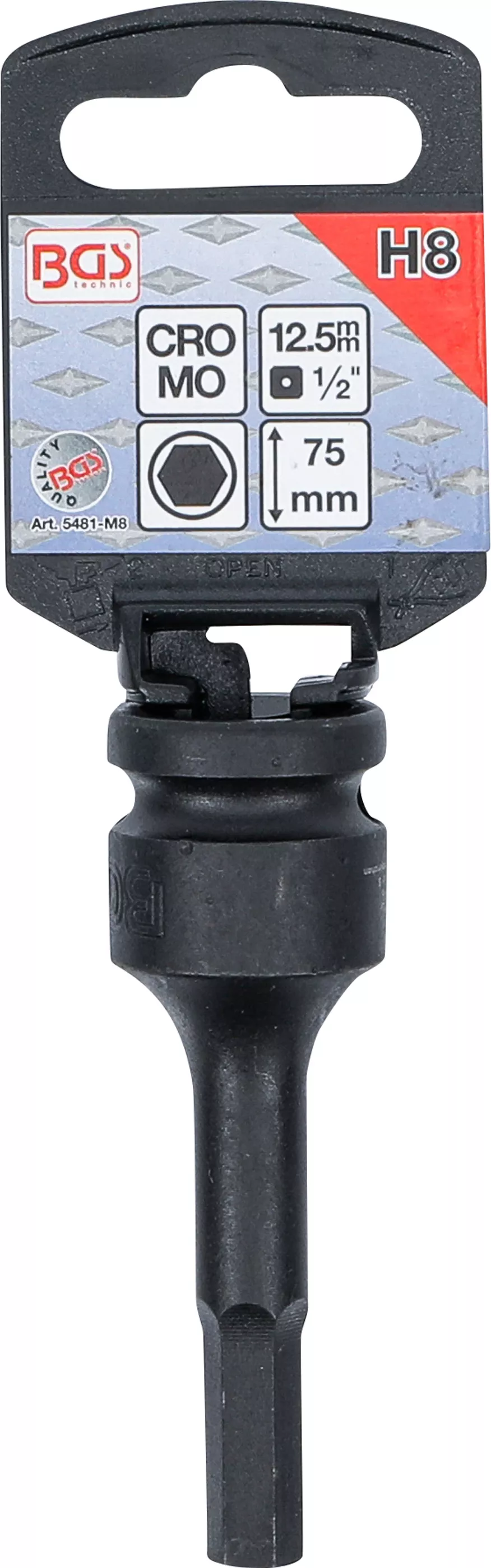 Cap bit de impact | Lungime 75 mm | 12,5 mm (1/2") | hexagon interior 8 mm [2]
