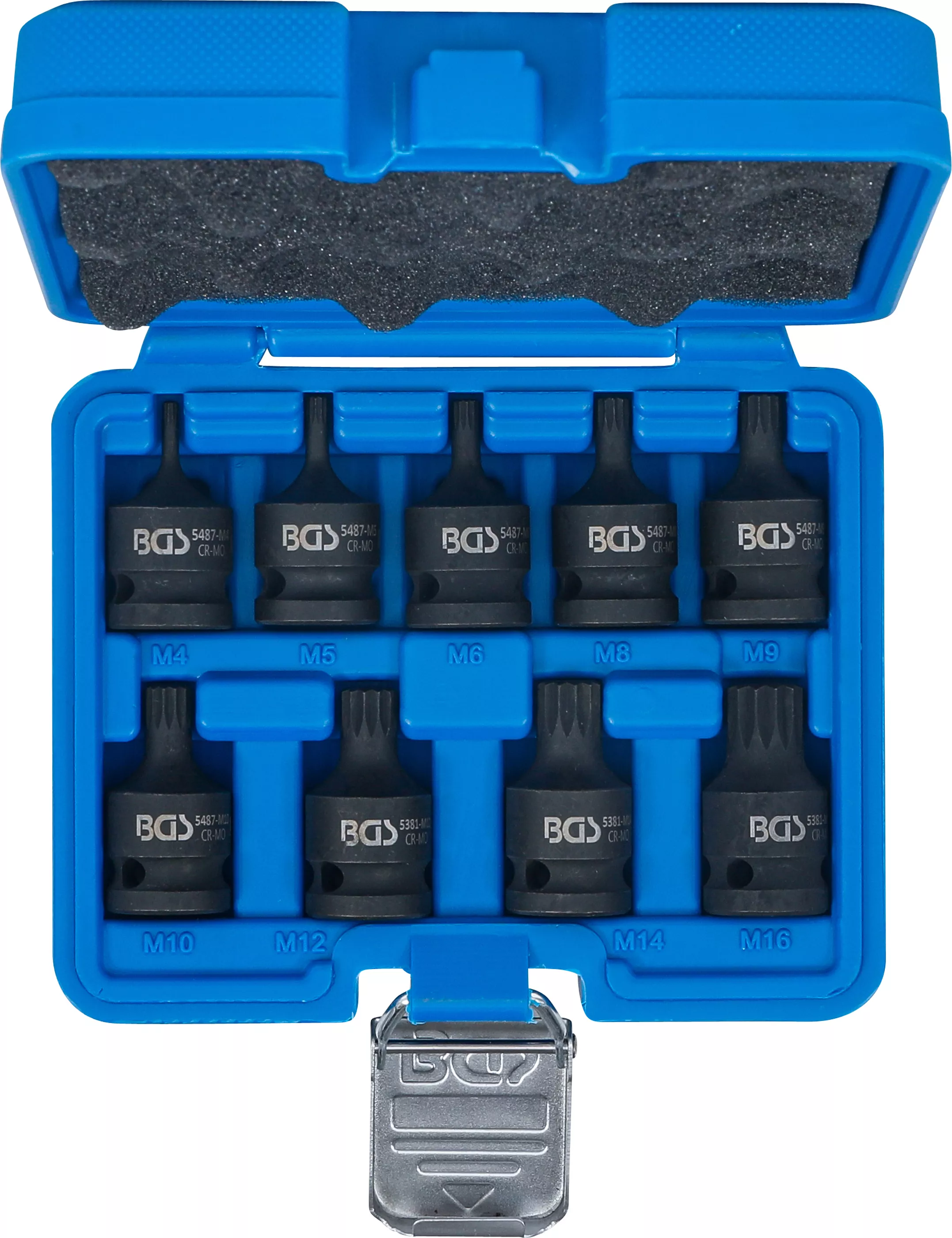 Set capete biti de impact | 12,5 mm (1/2") | Dantura interioara multipla (pentru XZN) M4 - M16 | 9 piese [4]