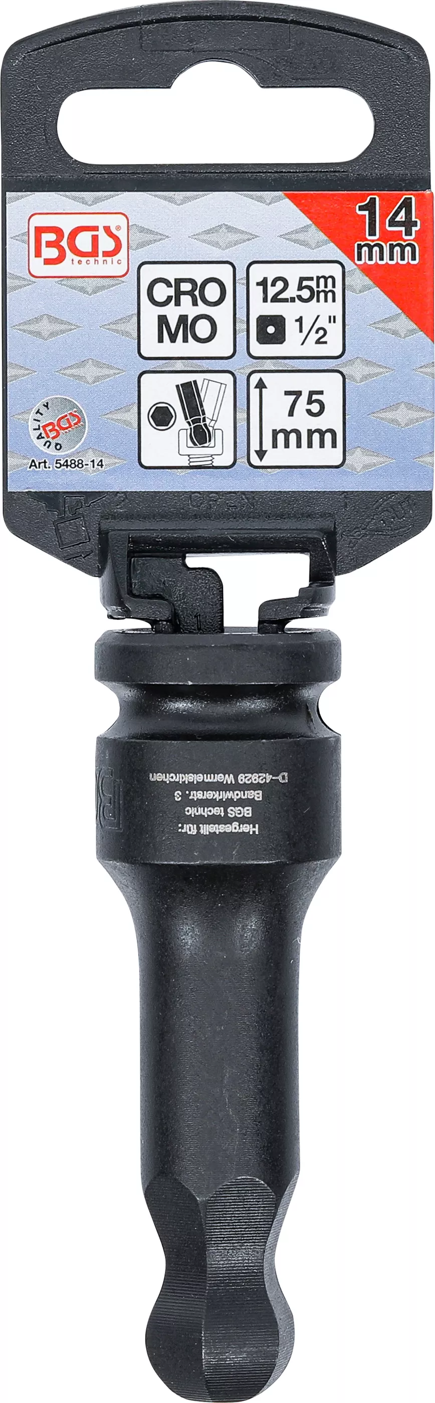 Cap bit de impact | Lungime 75 mm | 12,5 mm (1/2") | hexagon interior cu cap sferic 14 mm [2]