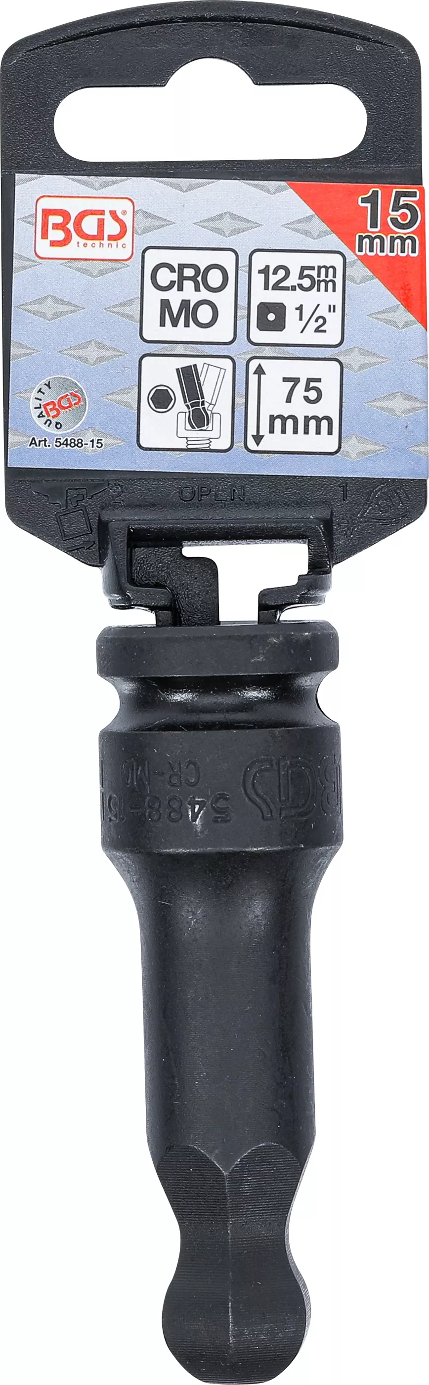 Cap bit de impact | Lungime 75 mm | 12,5 mm (1/2") | hexagon interior cu cap sferic 15 mm [2]