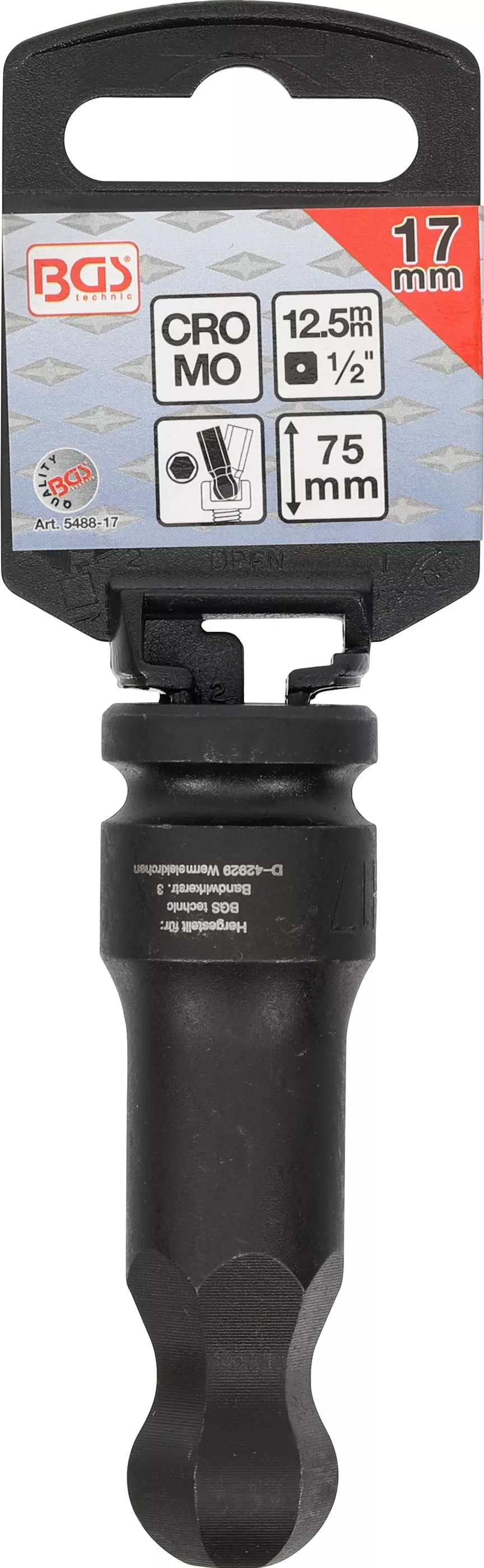 Cap bit de impact | Lungime 75 mm | 12,5 mm (1/2") | hexagon interior cu cap sferic 17 mm [2]