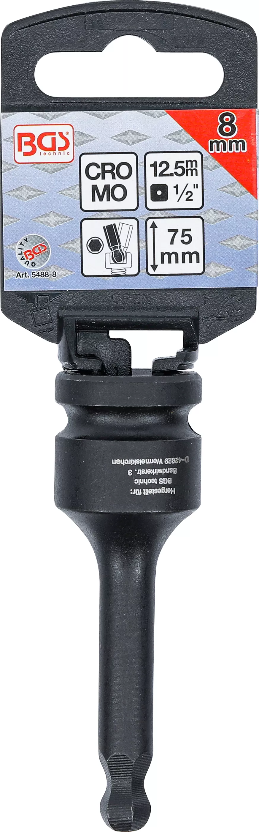 Cap bit de impact | Lungime 75 mm | 12,5 mm (1/2") | hexagon interior cu cap sferic 8 mm [2]
