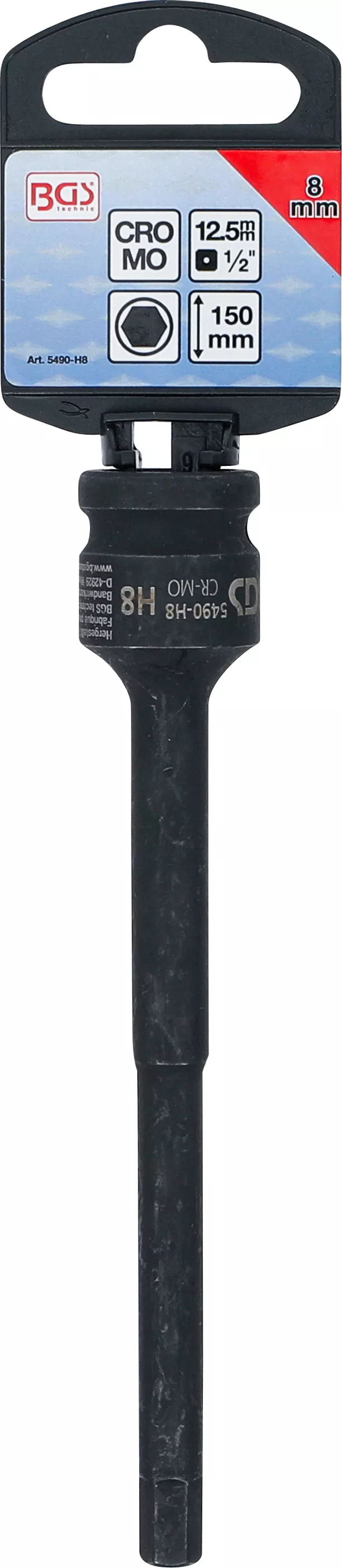 Cap bit de impact | Lungime 150 mm | 12,5 mm (1/2") | hexagon interior 8 mm [3]