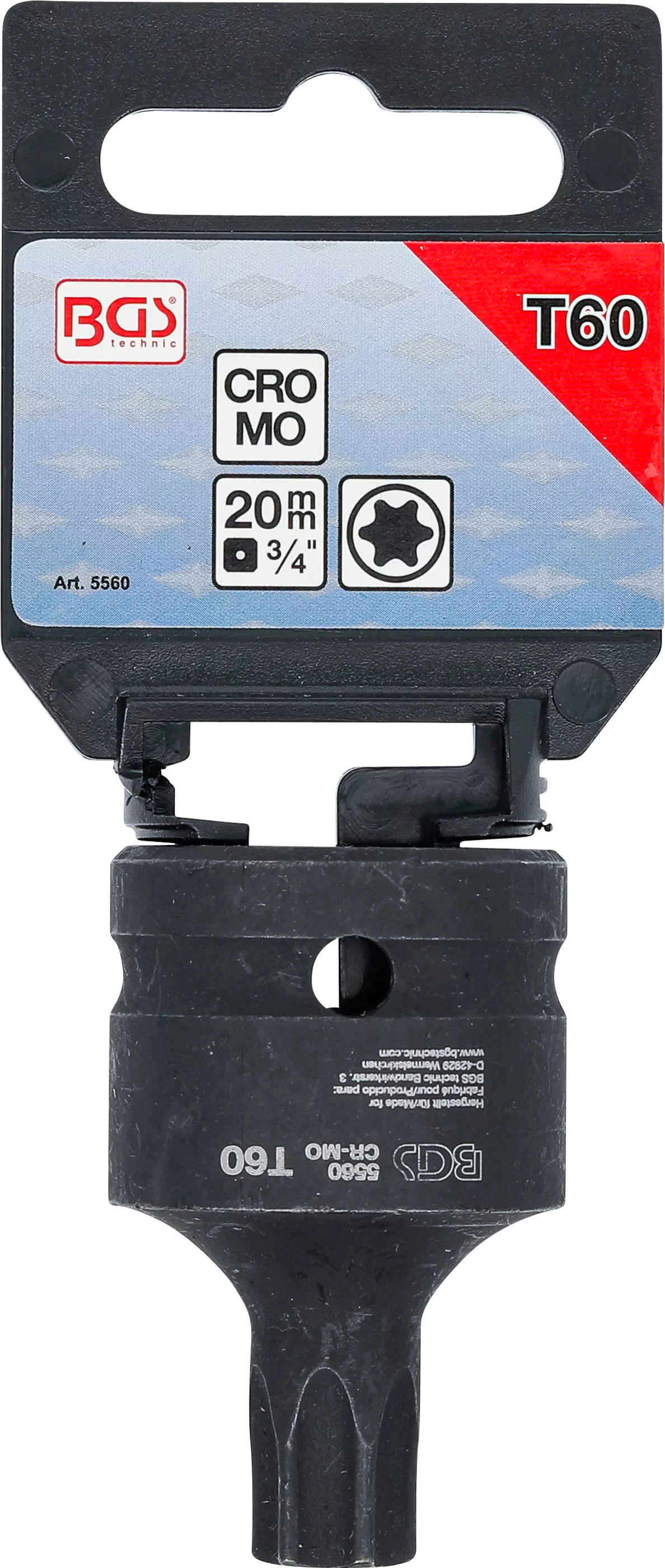 Cap bit de impact | Lungime 60 mm | 20 mm (3/4") | Profil T (pentru Torx) T60 [3]