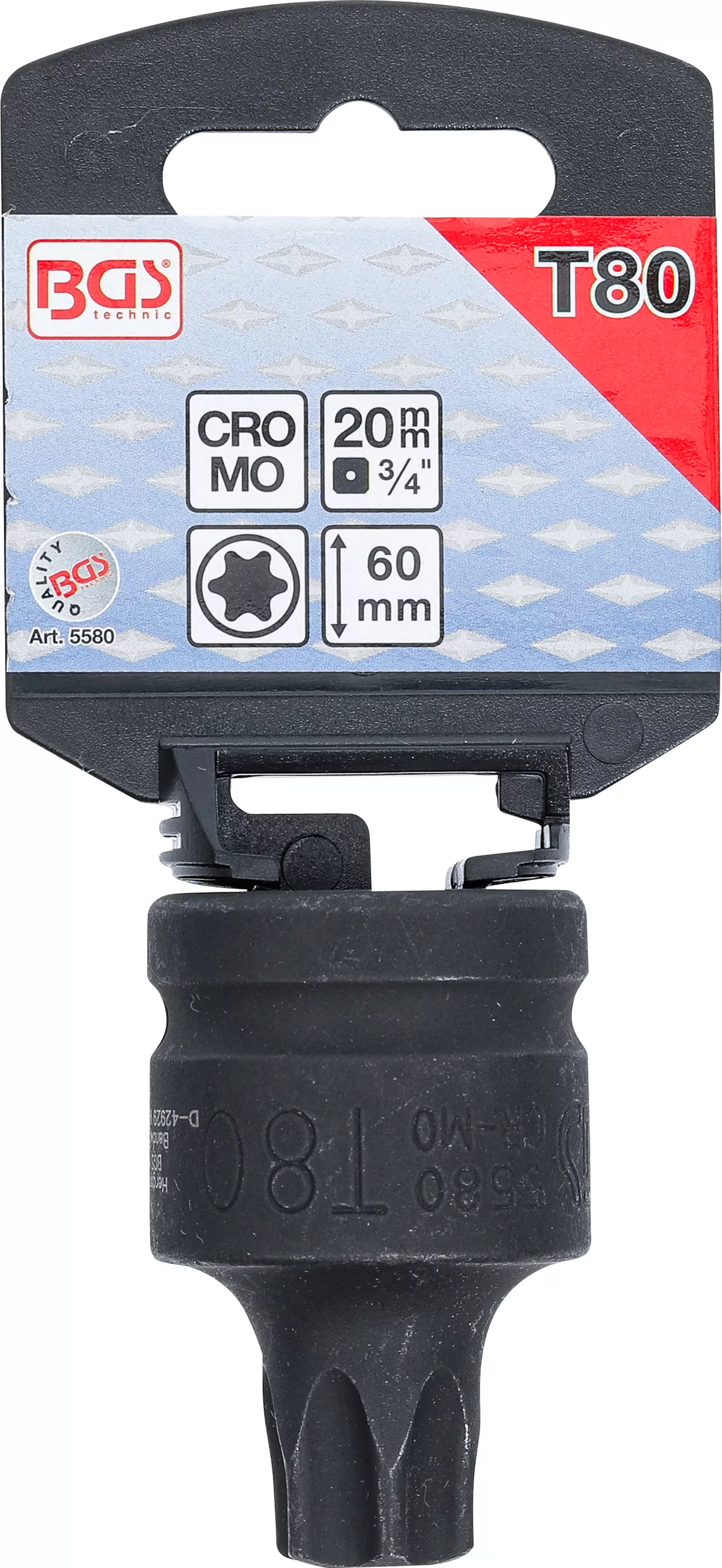 Cap bit de impact | Lungime 60 mm | 20 mm (3/4") | Profil T (pentru Torx) T80 [2]