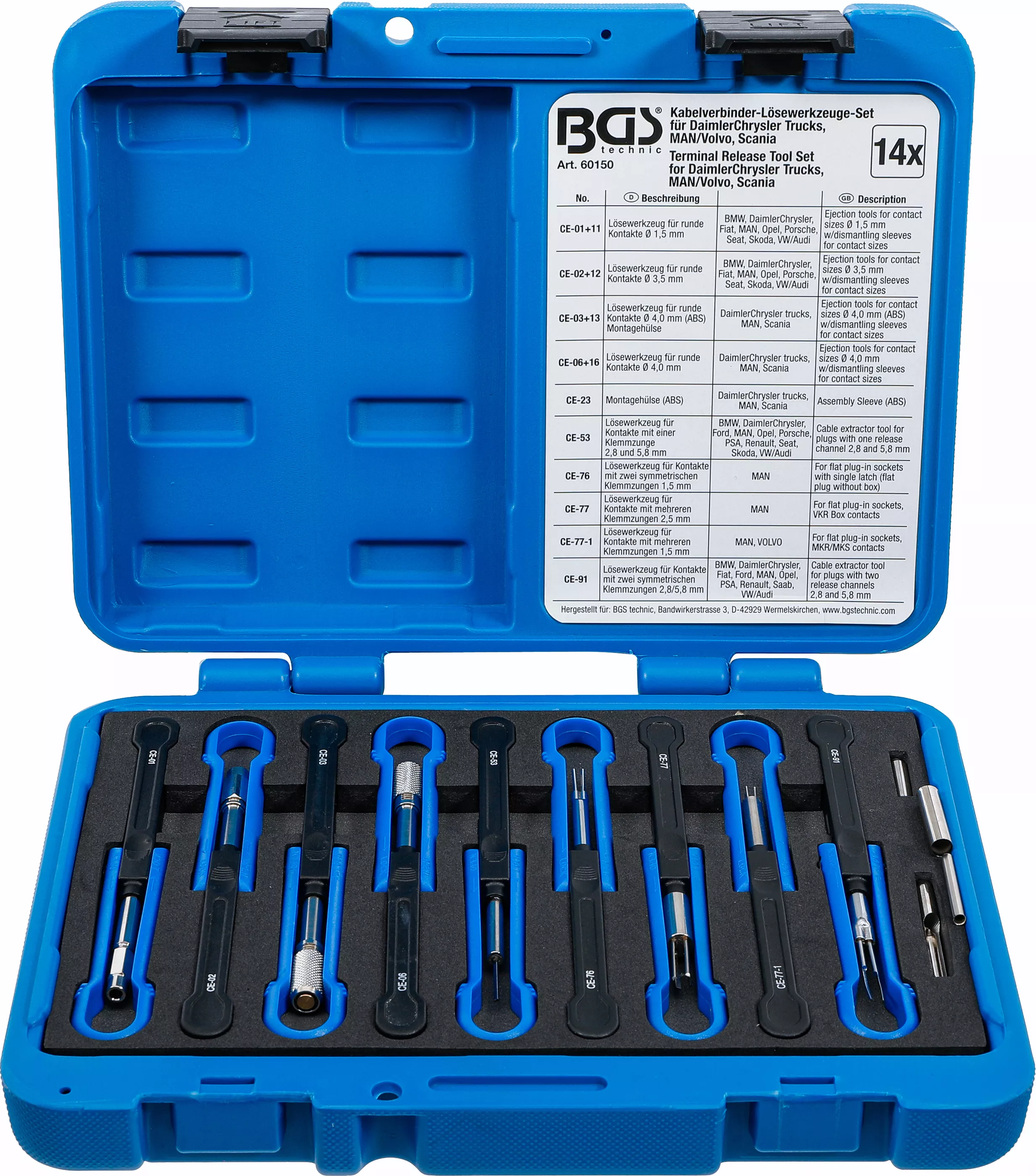 Echipament electric - Set dispozitive de desfacere conectoare de cablu | pentru MAN, Volvo | 14 piese
