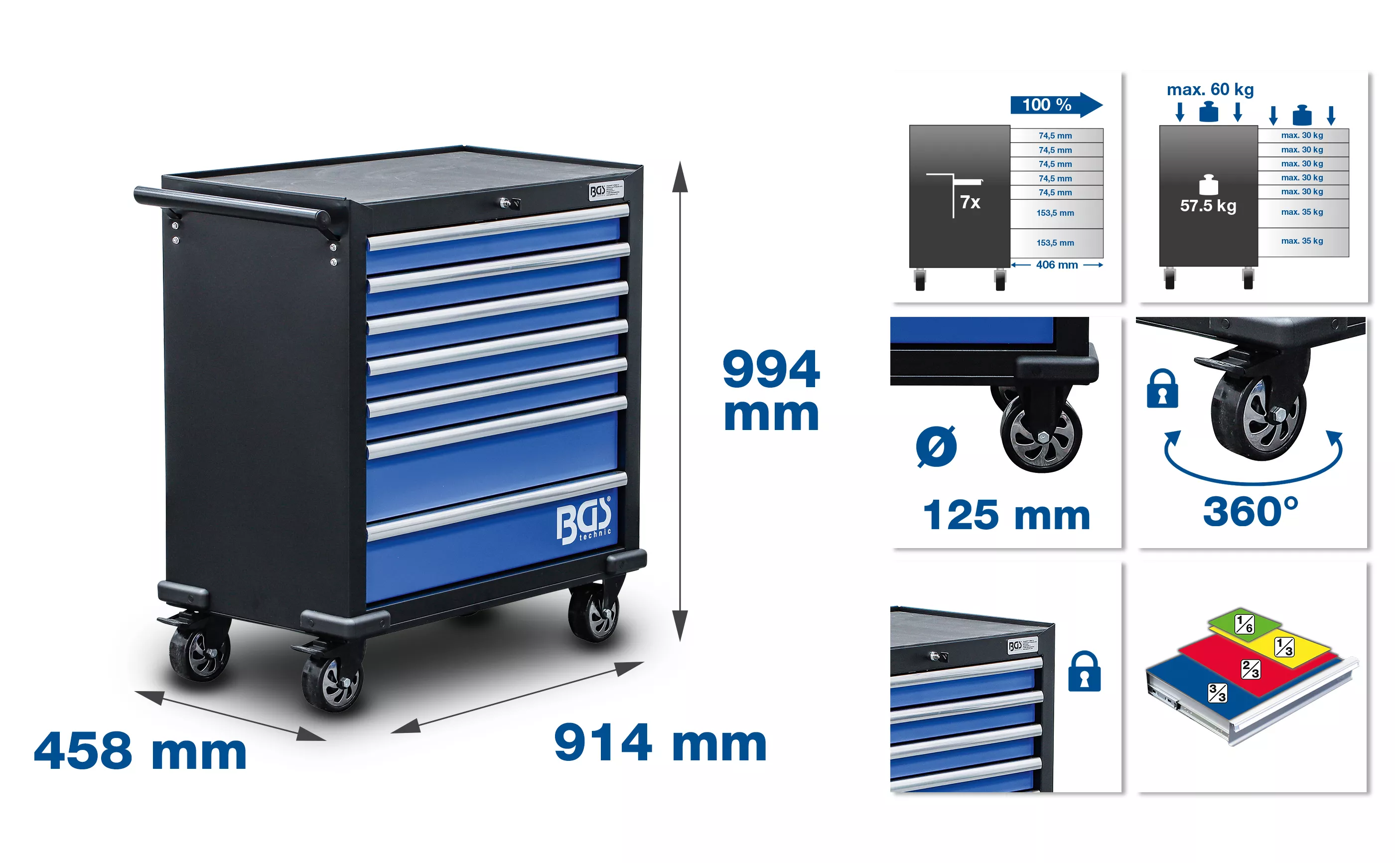 Carucior atelier XL | 7 sertare | cu 301 unelte [2]