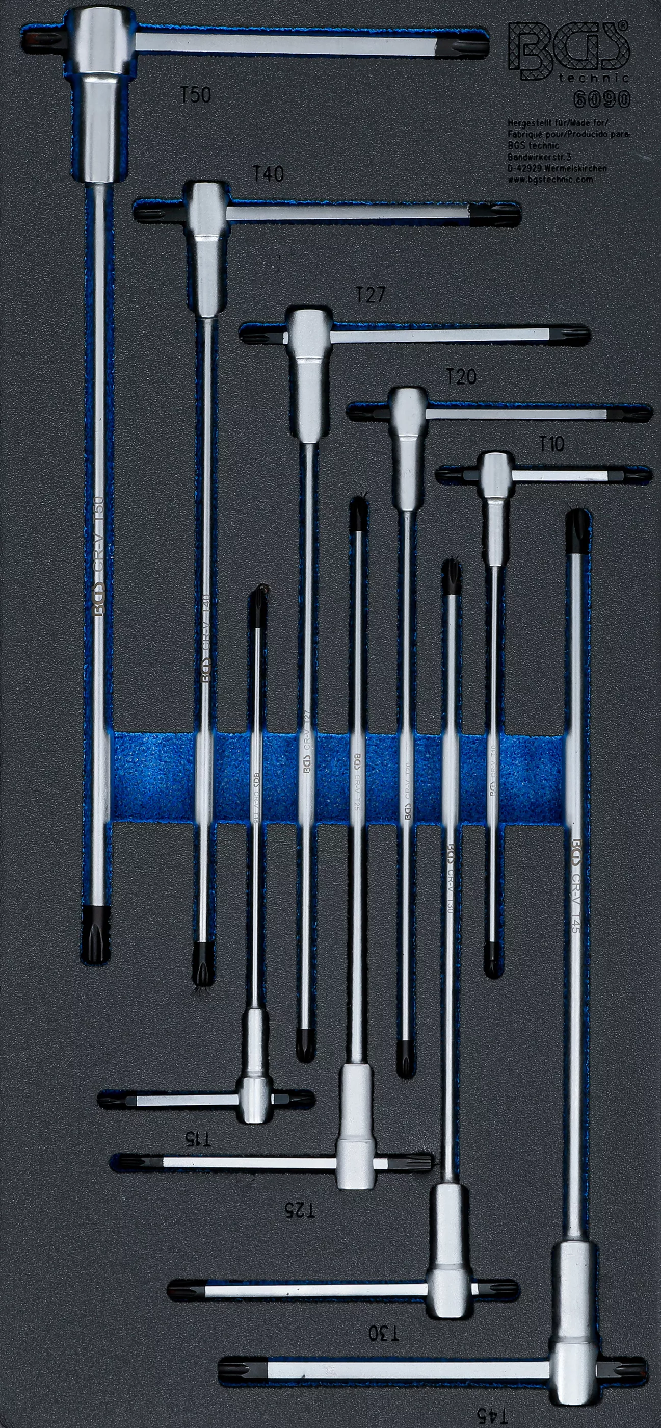 Chei cotite - Suport organizator pentru carucior 1/3: Set surubelnite cu maner glisant T | Profil T (pentru Torx) | T10 - T50 | 9 piese