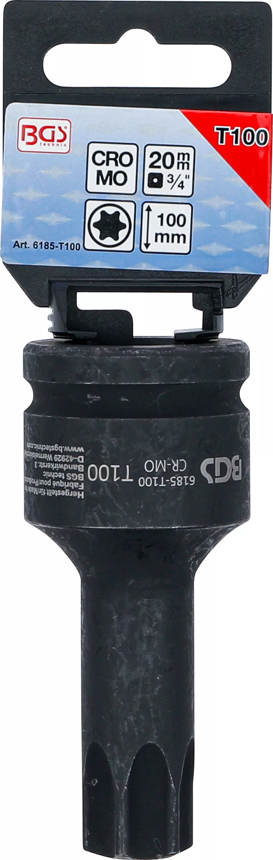 Cap bit de impact | Lungime 100 mm | 20 mm (3/4") | Profil T (pentru Torx) T100 [3]