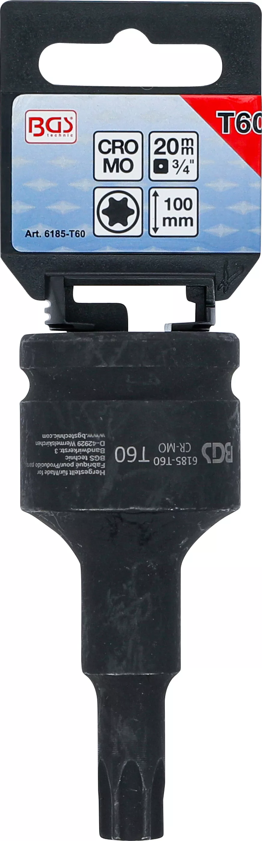 Cap bit de impact | Lungime 100 mm | 20 mm (3/4") | Profil T (pentru Torx) T60 [3]