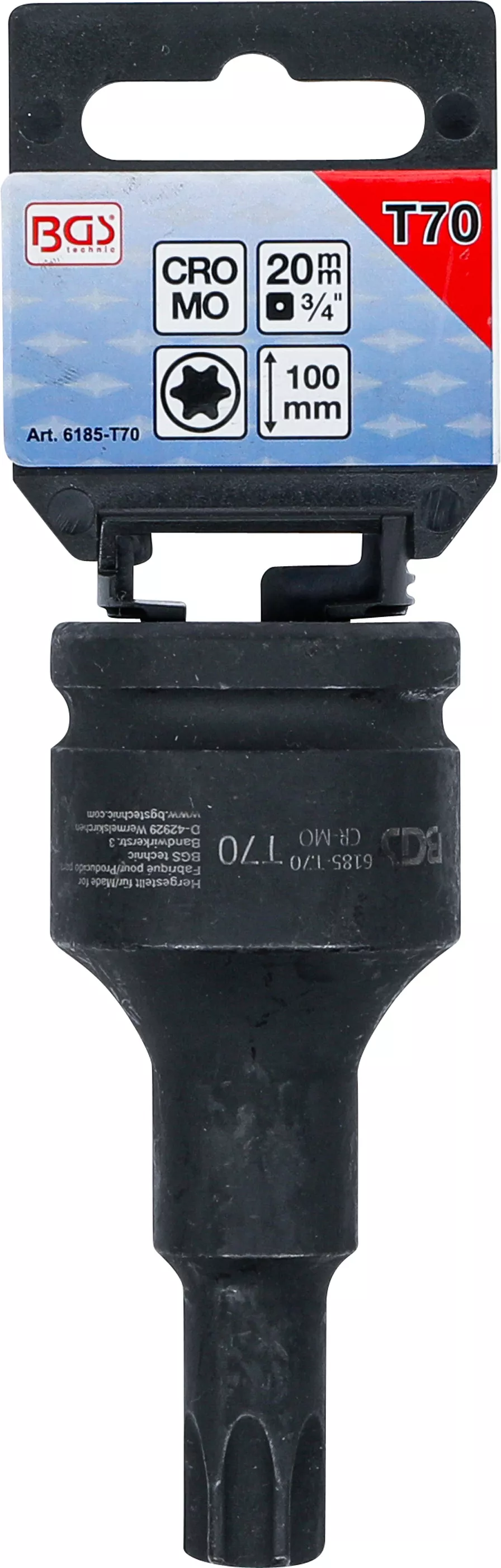 Cap bit de impact | Lungime 100 mm | 20 mm (3/4") | Profil T (pentru Torx) T70 [3]