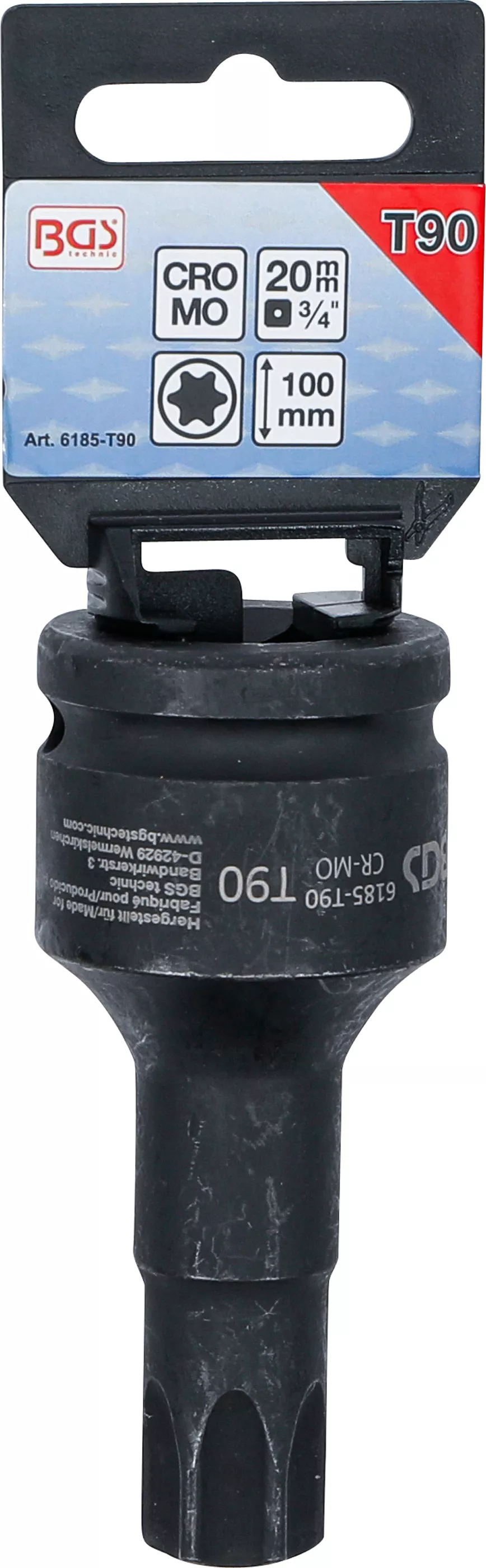Cap bit de impact | Lungime 100 mm | 20 mm (3/4") | Profil T (pentru Torx) T90 [3]