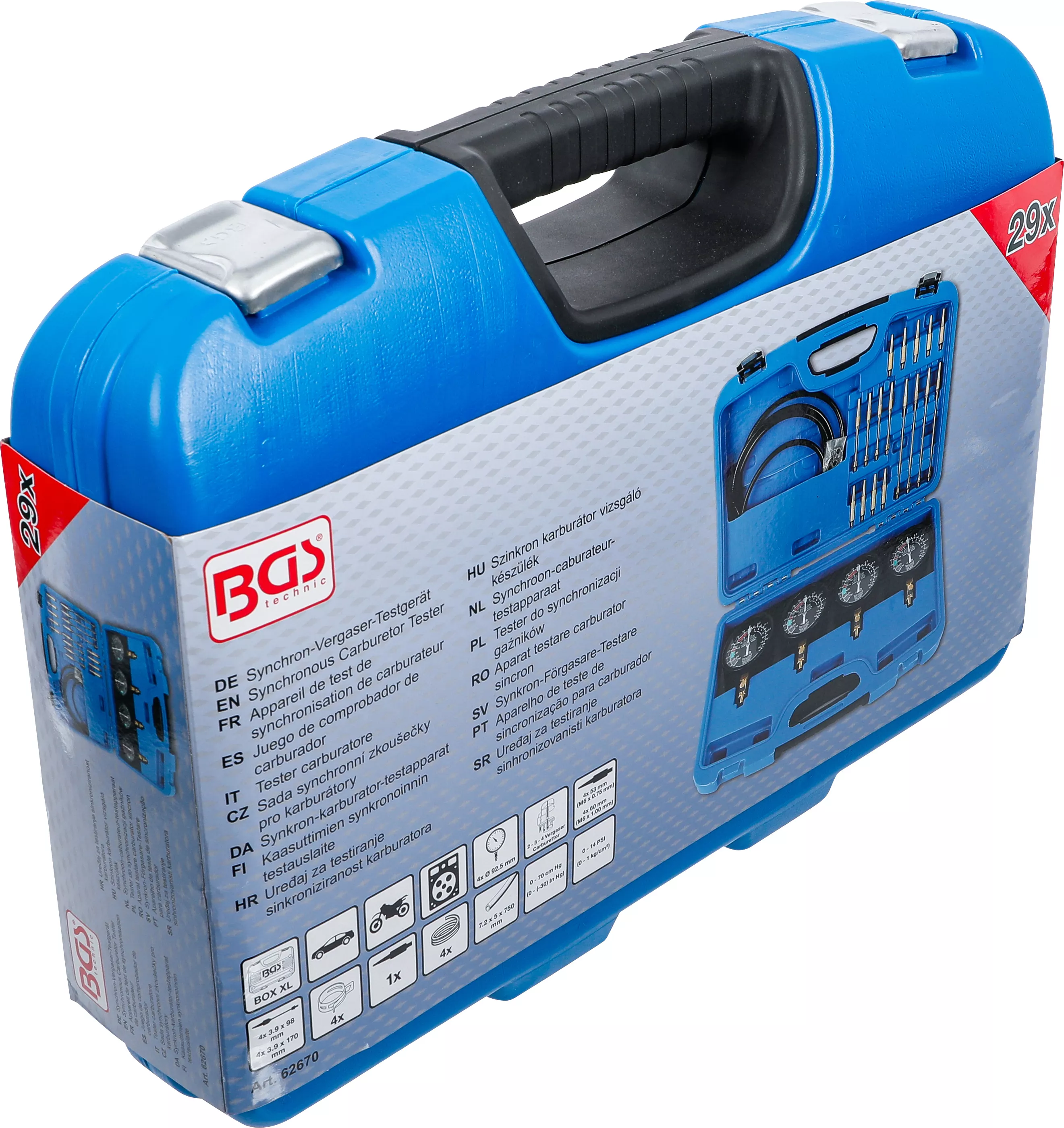 Aparat testare carburator sincron | cu 4 cadrane de sincronizare | 29 piese [6]