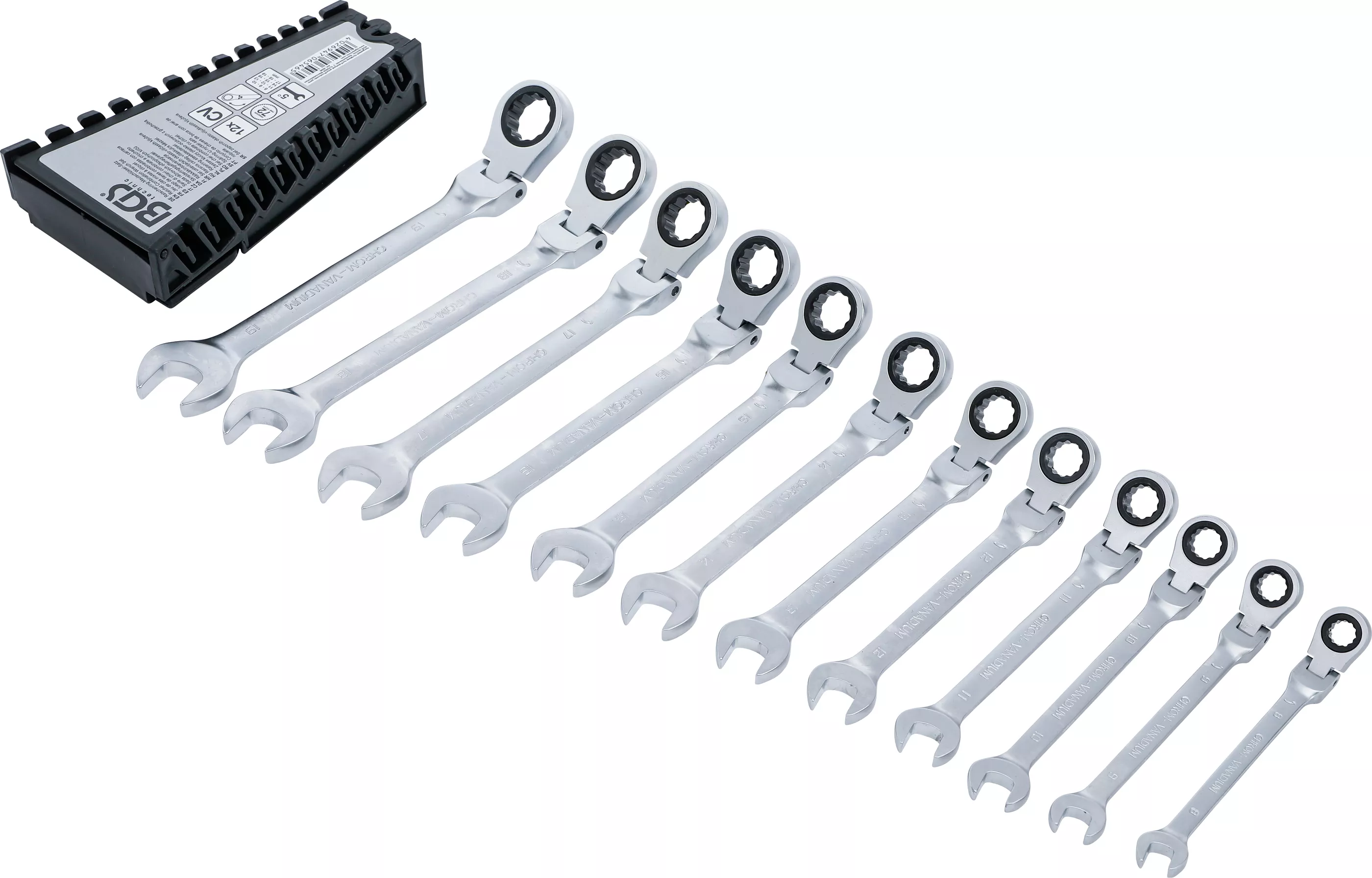 Unelte de mână - Set chei combinate cu clichet | articulate | 8 - 19 mm | 12 piese