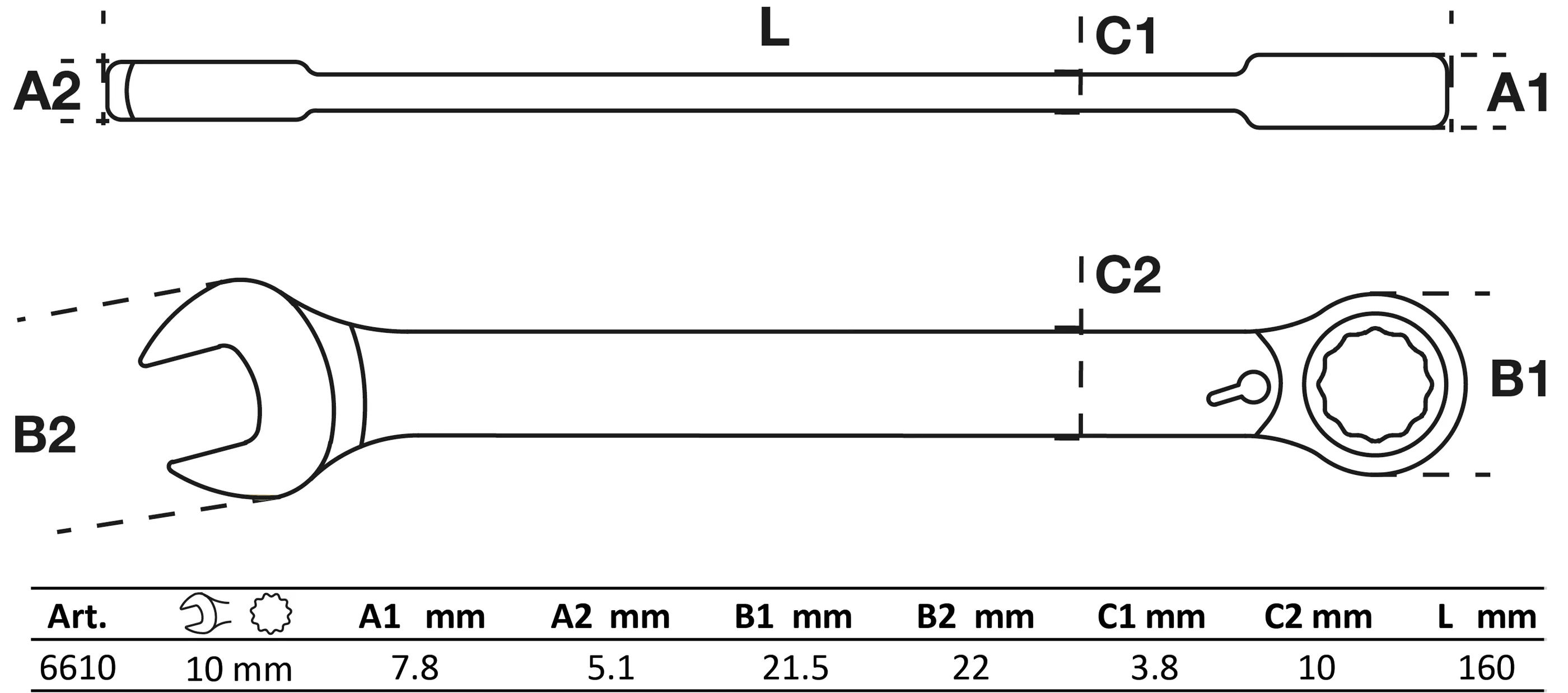 Set chei combinate cu clichet | reversibile | 10 mm [2]