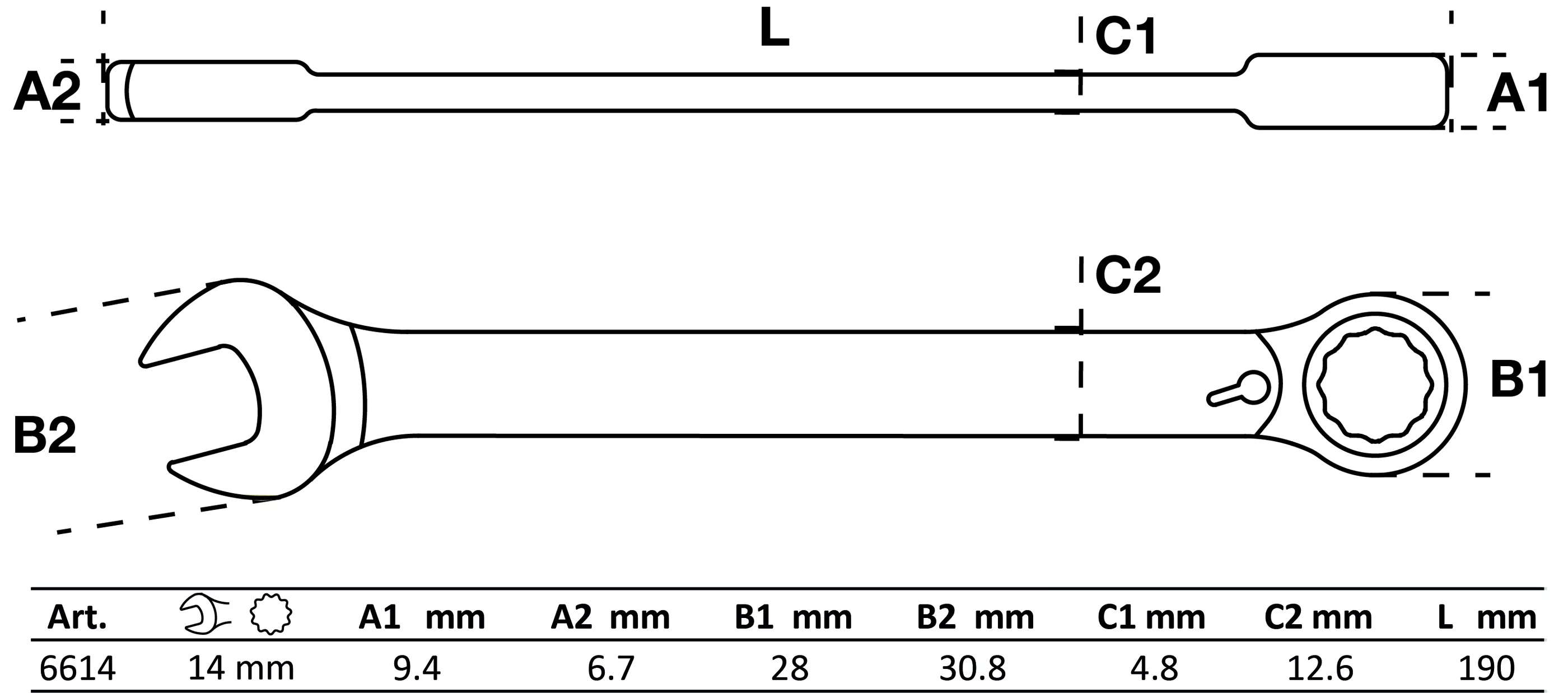 Set chei combinate cu clichet | reversibile | 14 mm [2]