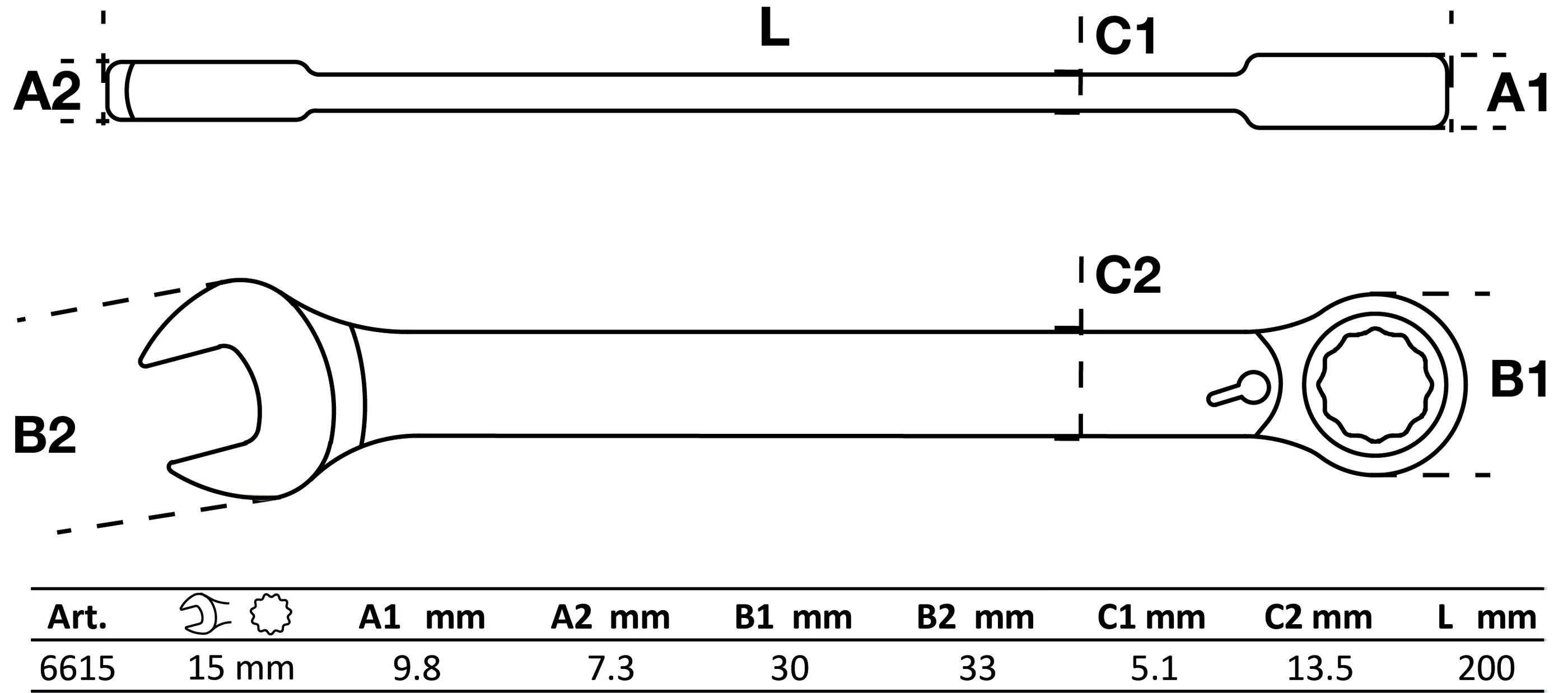 Set chei combinate cu clichet | reversibile | 15 mm [2]