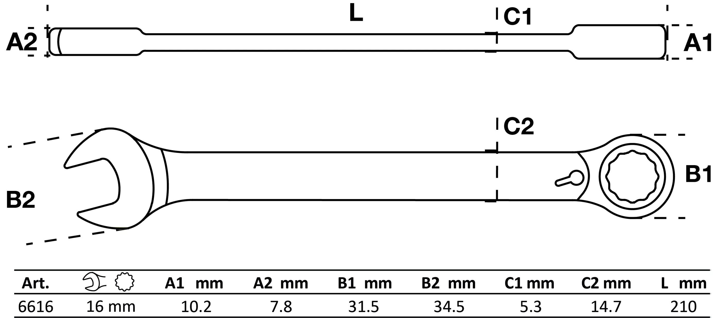 Set chei combinate cu clichet | reversibile | 16 mm [2]