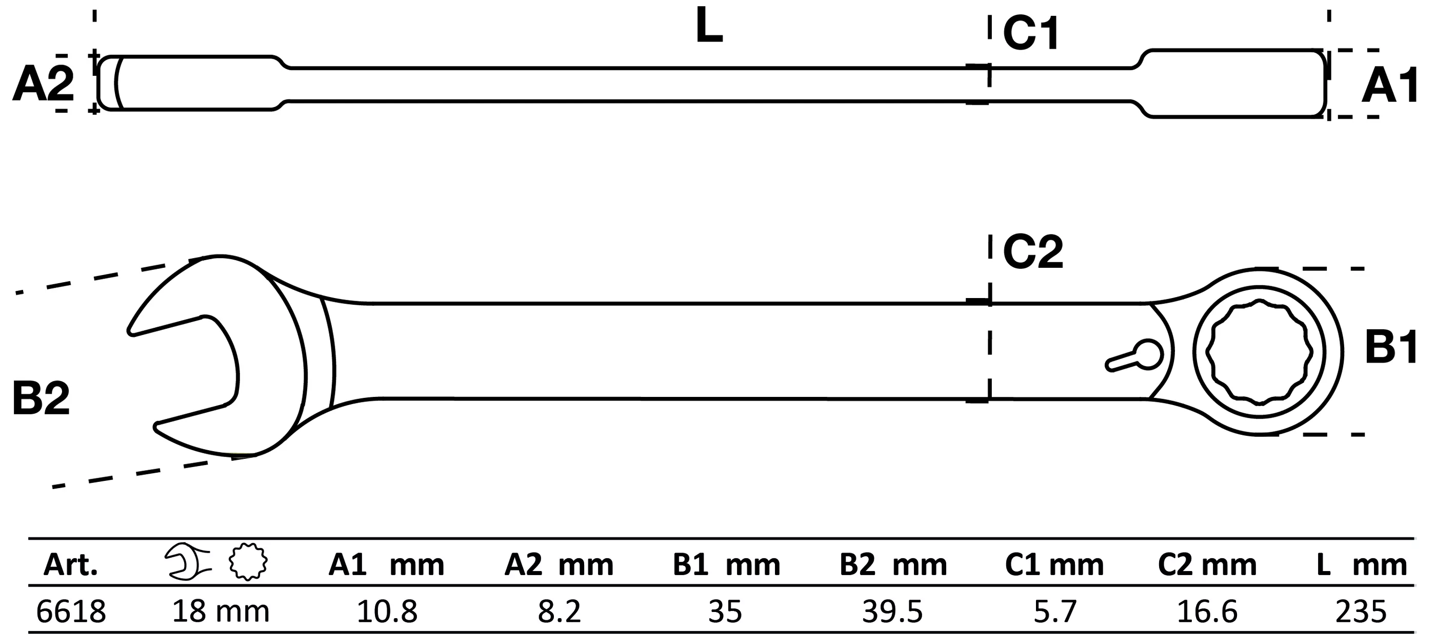 Set chei combinate cu clichet | reversibile | 18 mm [2]