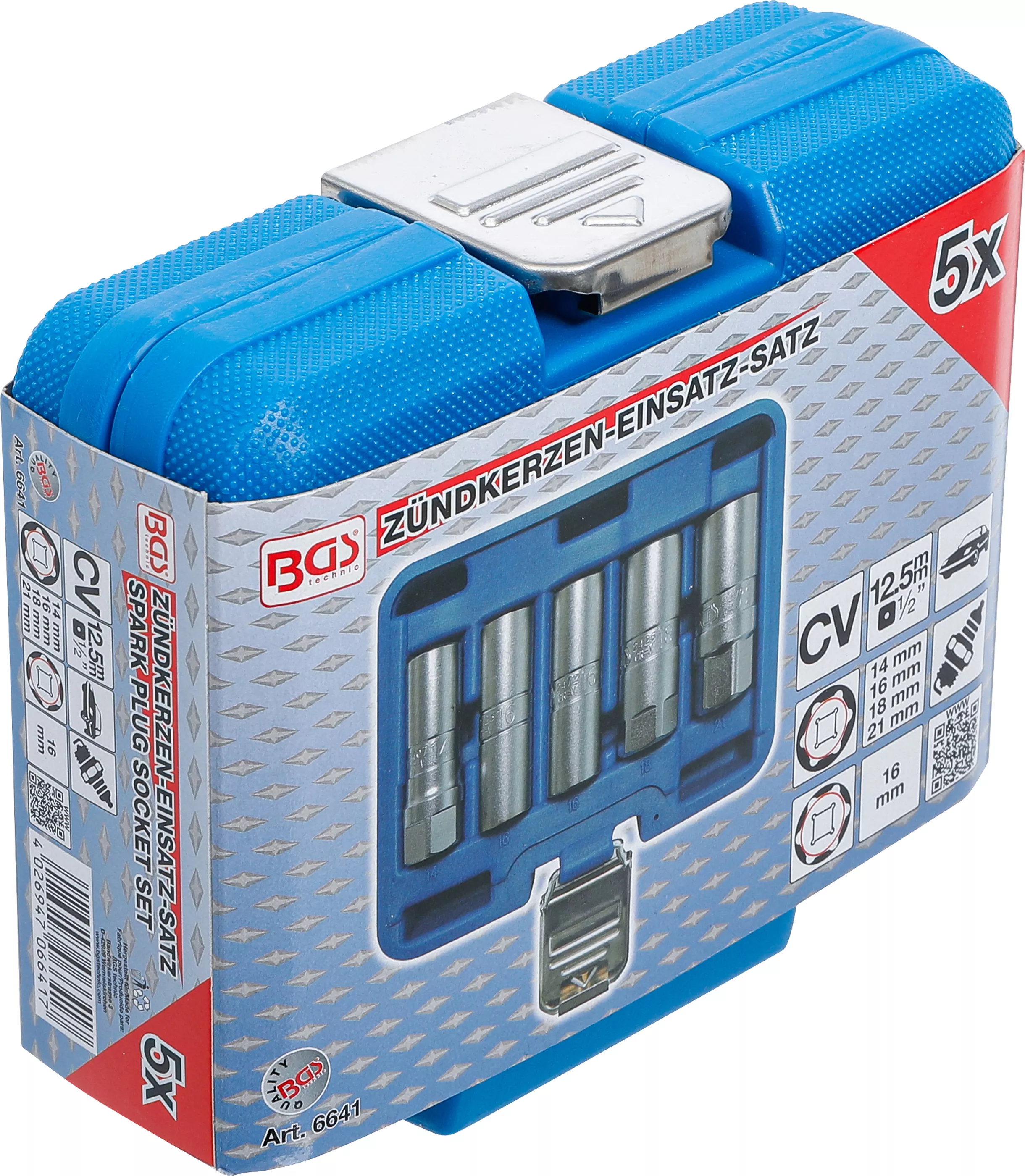 Set chei pentru bujii hexagonale | Antrenare patrat interior 12,5 mm (1/2") | 14 - 21 mm | 5 piese [6]
