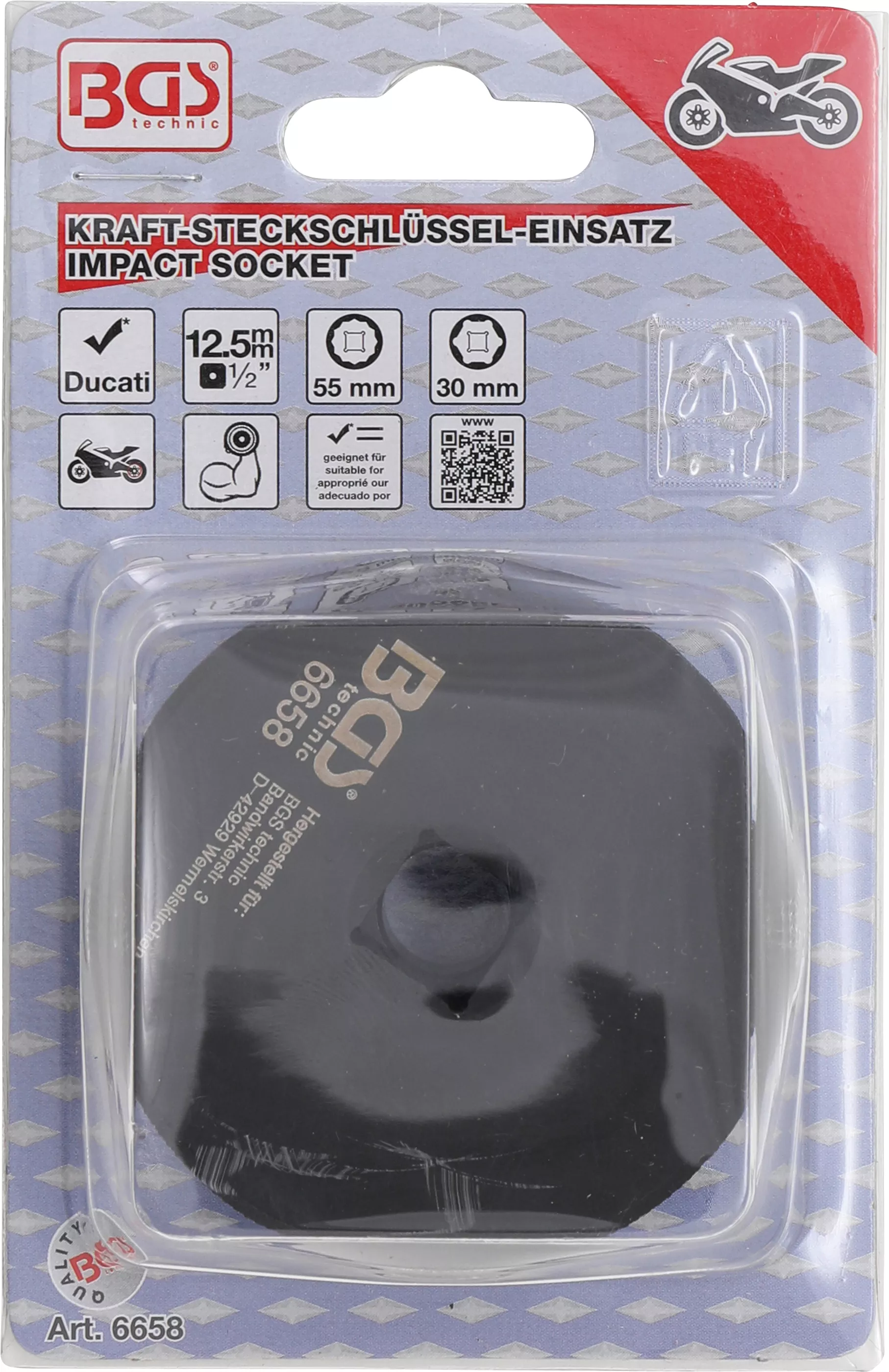 Cheie tubulara de impact hexagon / dodecagon | 12,5 mm (1/2") | pentru fixare roata Ducati | 30 / 55 mm [3]