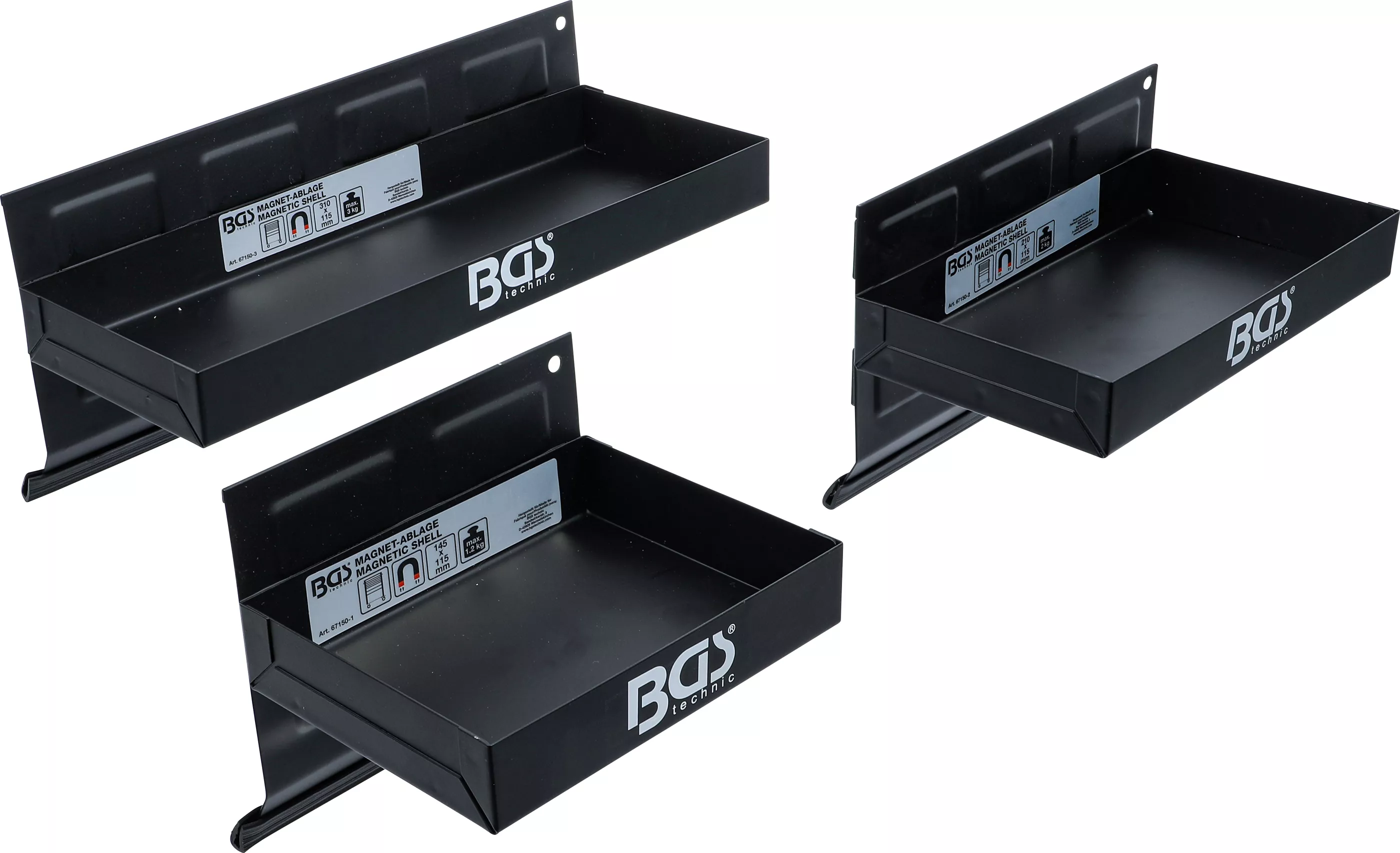 Cărucior atelier / Echipamente - Set rafturi cu magnet | 150 / 210 / 310 mm | 3 piese