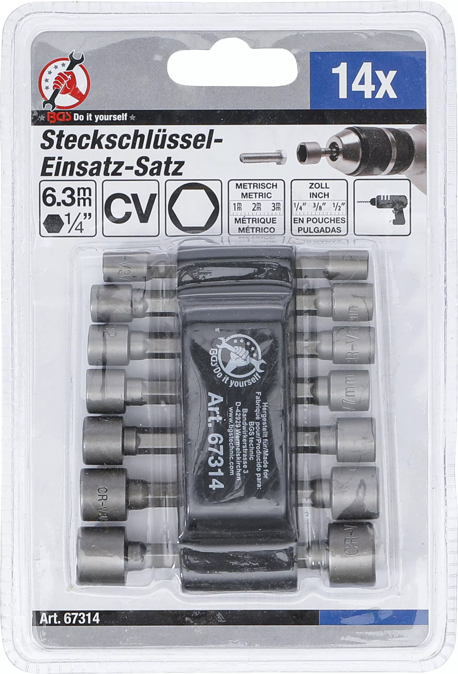 Set chei tubulare biti | Antrenare hexagon exterior 6,3 mm (1/4") | metric + toli | 14 piese [3]