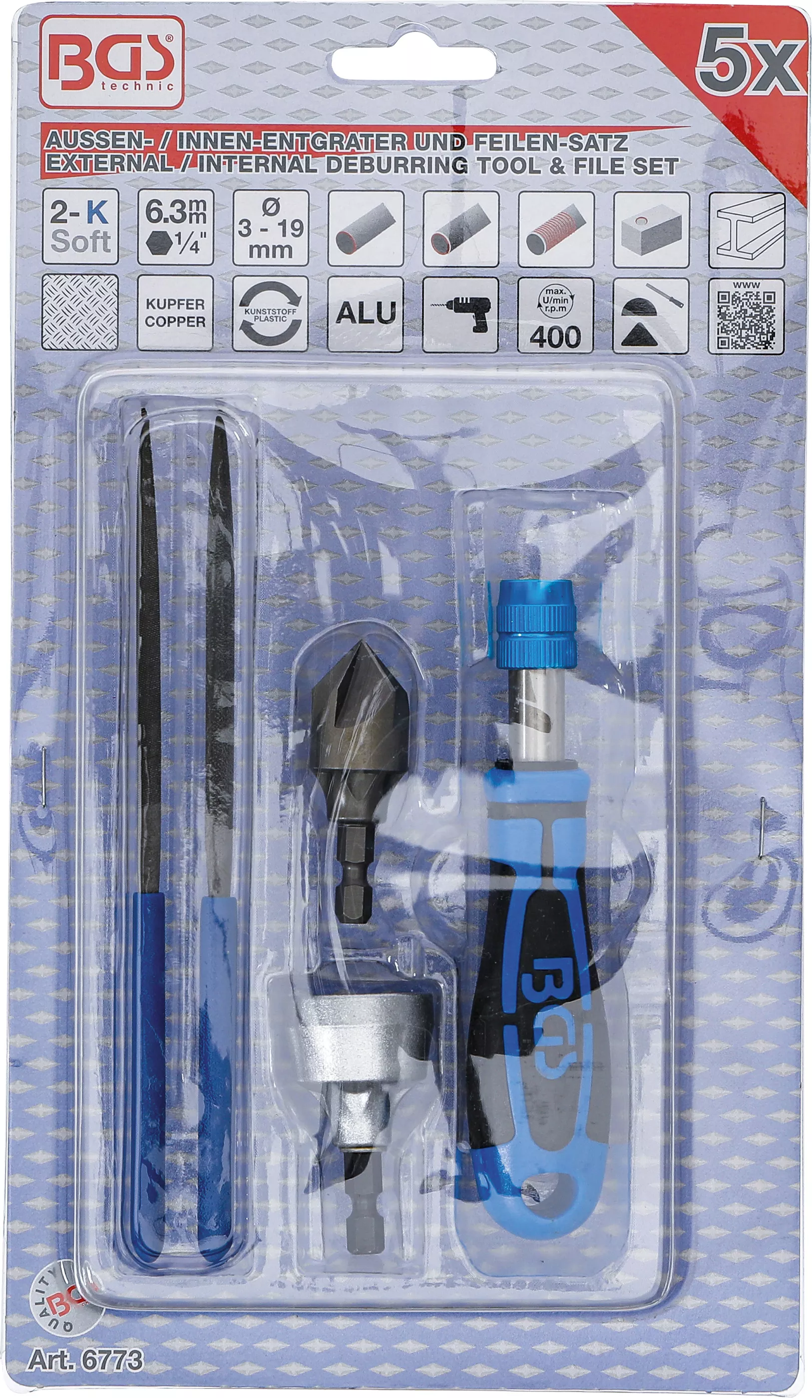 Set debavurator exterior / interior si pile | 5 piese [3]
