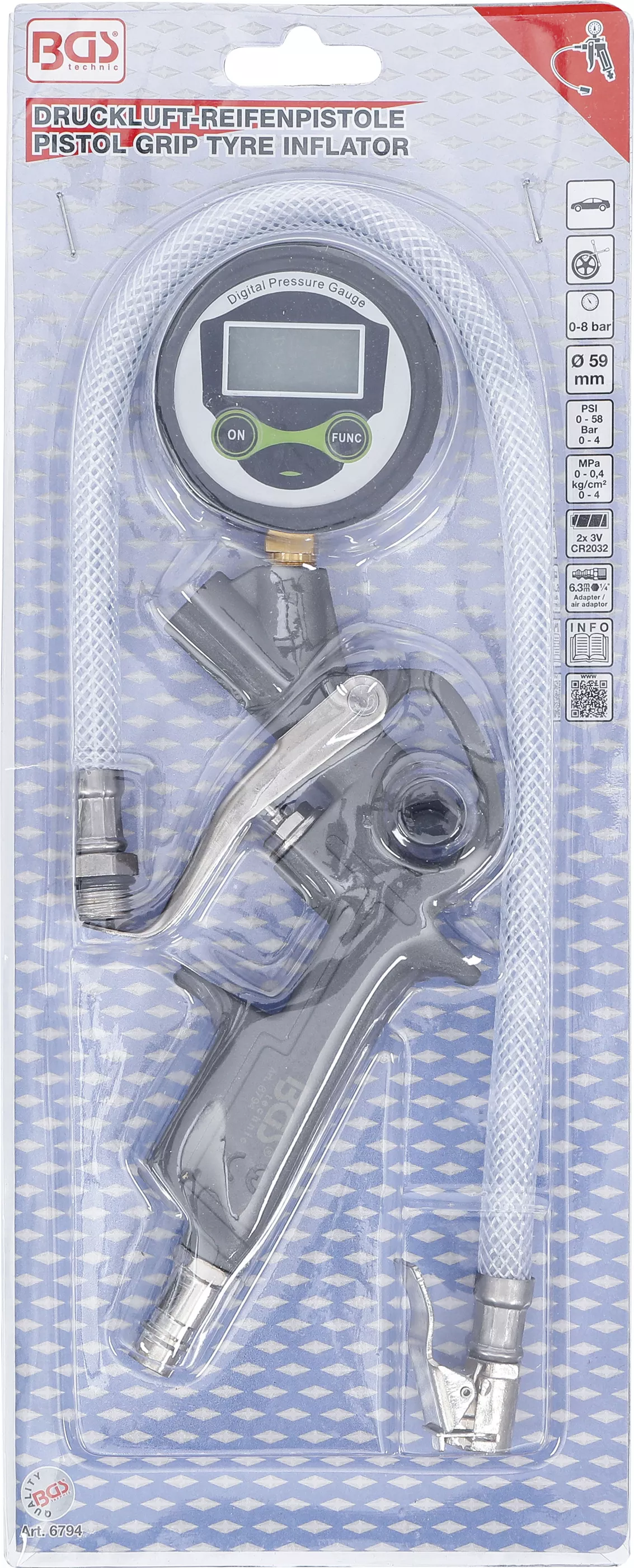 Pistol de umflare pneuri pneumatic | digital | 0 - 8 bar [5]