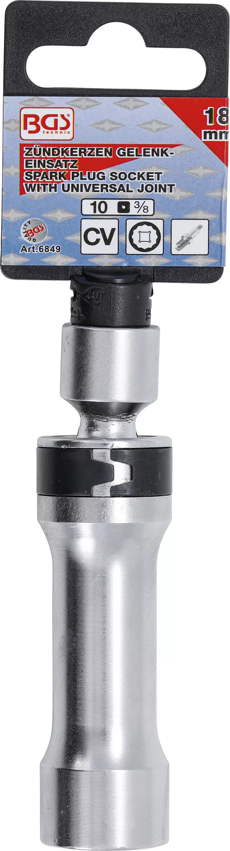 Cheie pentru bujii articulata 12 colturi cu arc de prindere | Antrenare patrat interior 10 mm (3/8") | 18 mm [5]