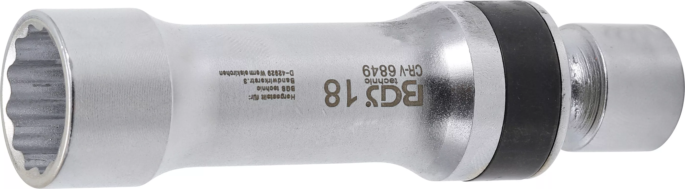 Unelte şi scule pentru bujii - Cheie pentru bujii articulata 12 colturi cu arc de prindere | Antrenare patrat interior 10 mm (3/8") | 18 mm