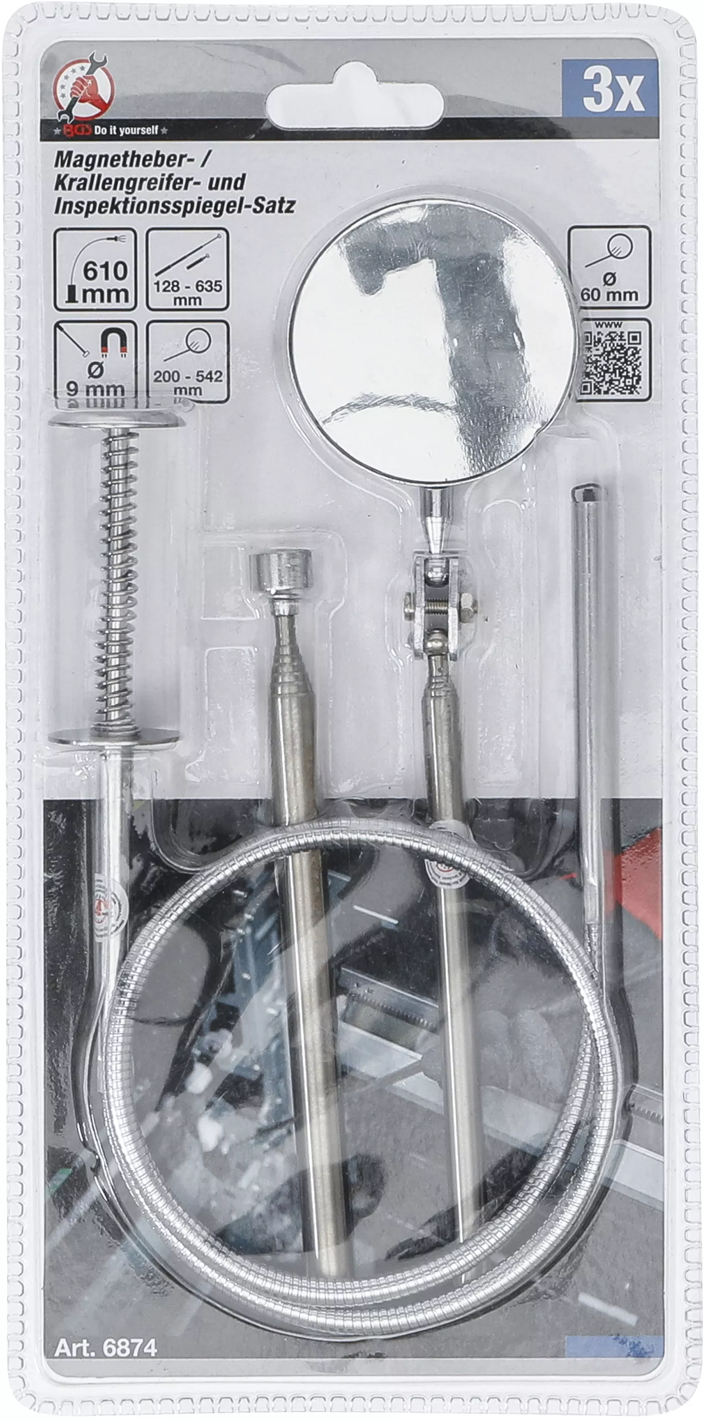 Set dispozitiv magnetic de ridicat / graifer cu gheare si oglinda de inspectie | 3 piese [3]