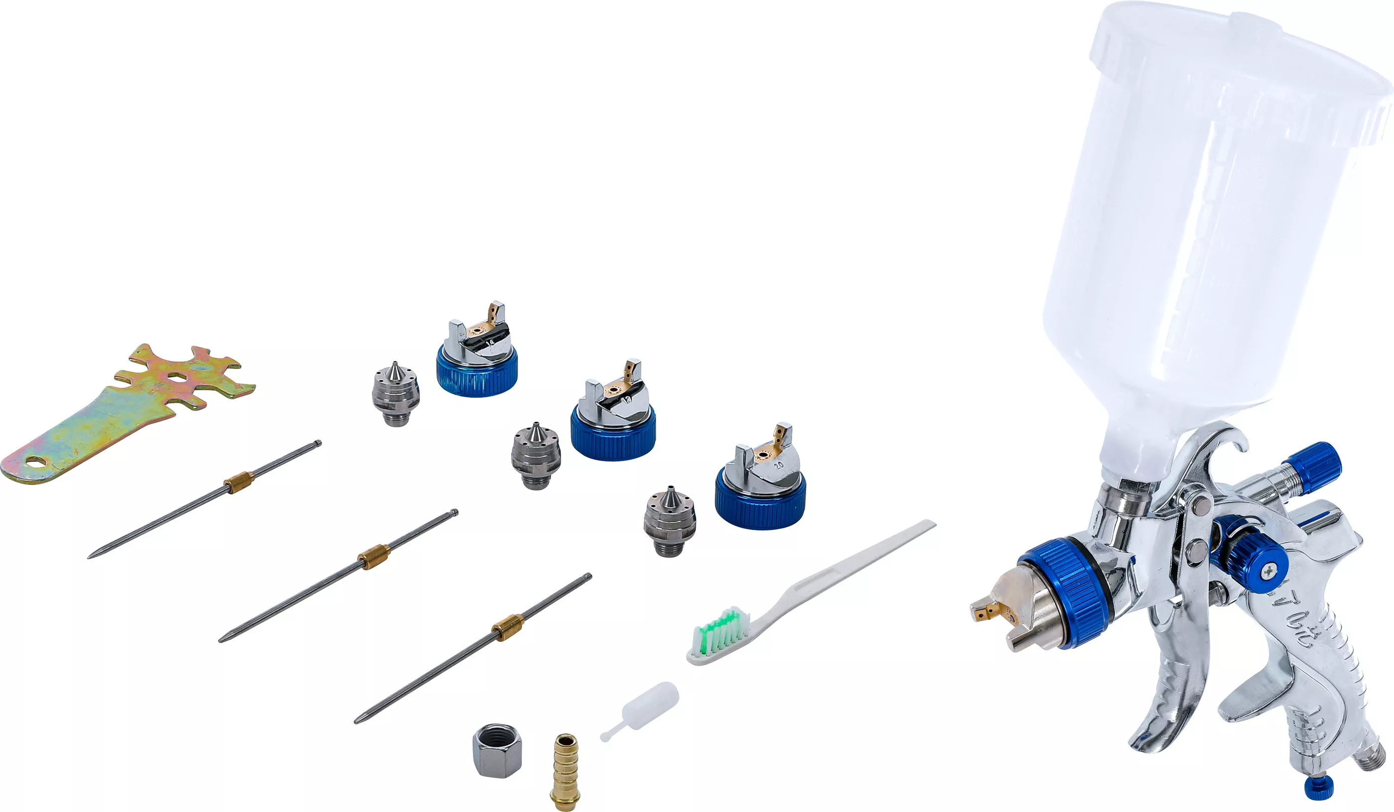 Pistoale de pulverizat - Pistol de vopsit pneumatic | cu 3 duze de pulverizare | 1,4 - 1,7 - 2,0 mm