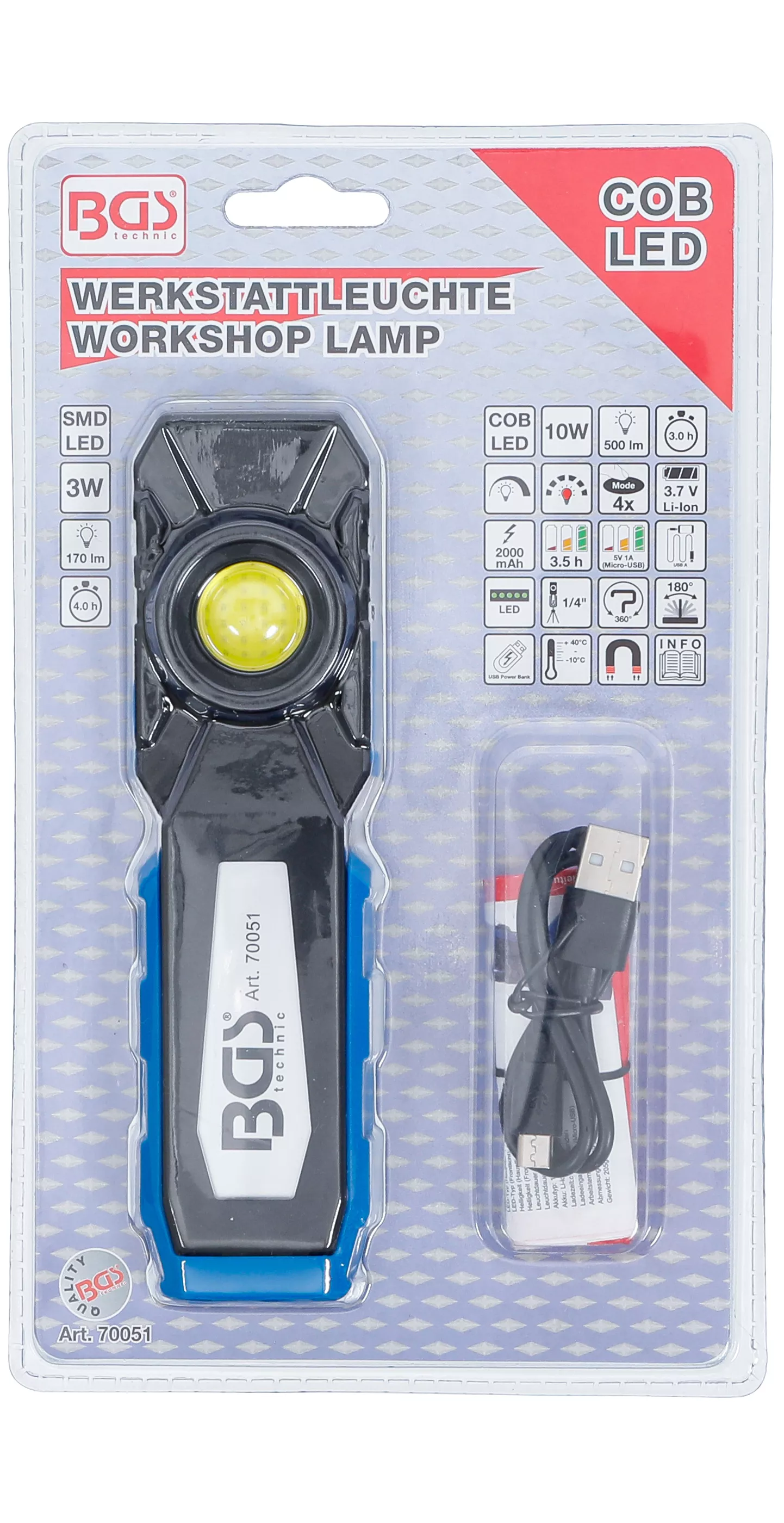 Lampa de atelier COB-LED cu magnet si carlig | rabatabila [10]