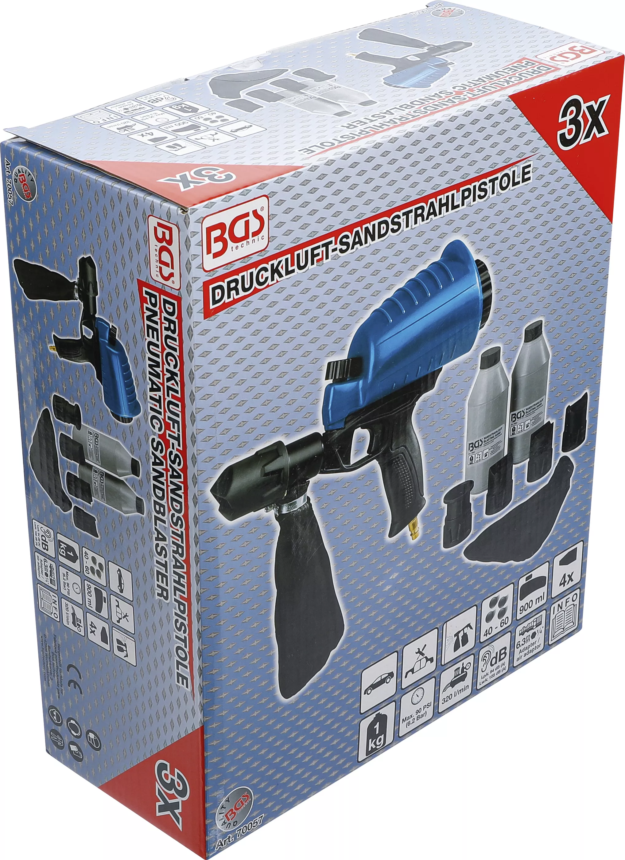 Pistol de sablare pneumatic inclusiv accesorii | 3 piese [5]