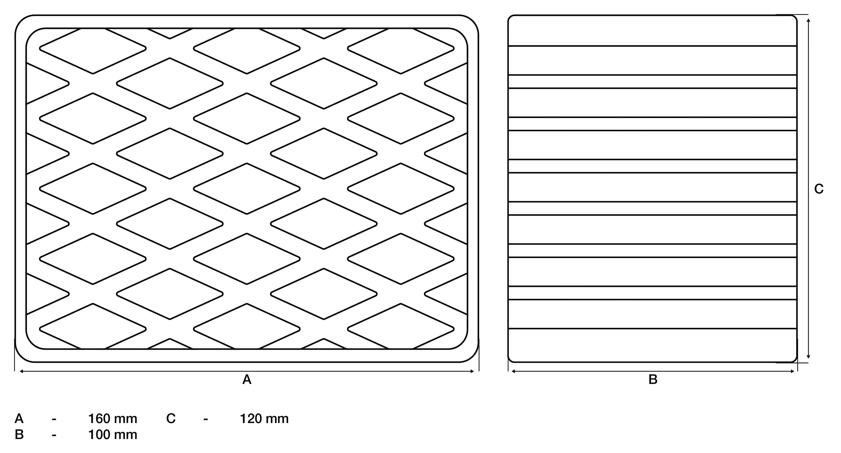 Tub de cauciuc | pentru platforme elevatoare | 160 x 120 x 100 mm [2]