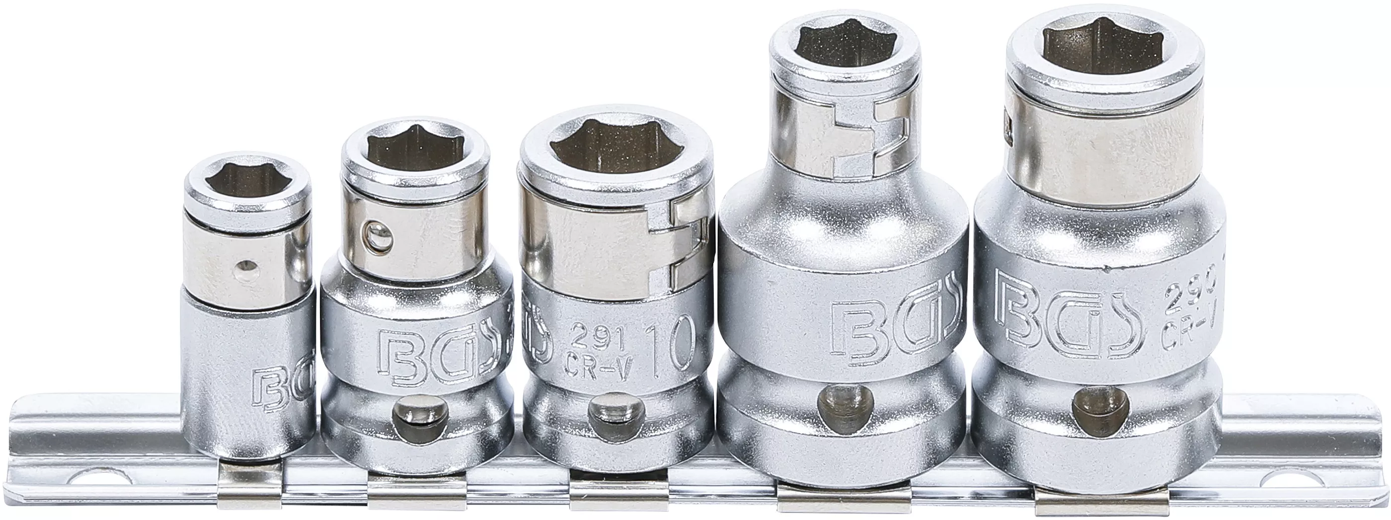 Bituri - Set adaptoare biti cu bila de blocare | Patrat interior 6,3 mm (1/4") / 10 mm (3/8") / 12,5 mm (1/2") | 5 piese